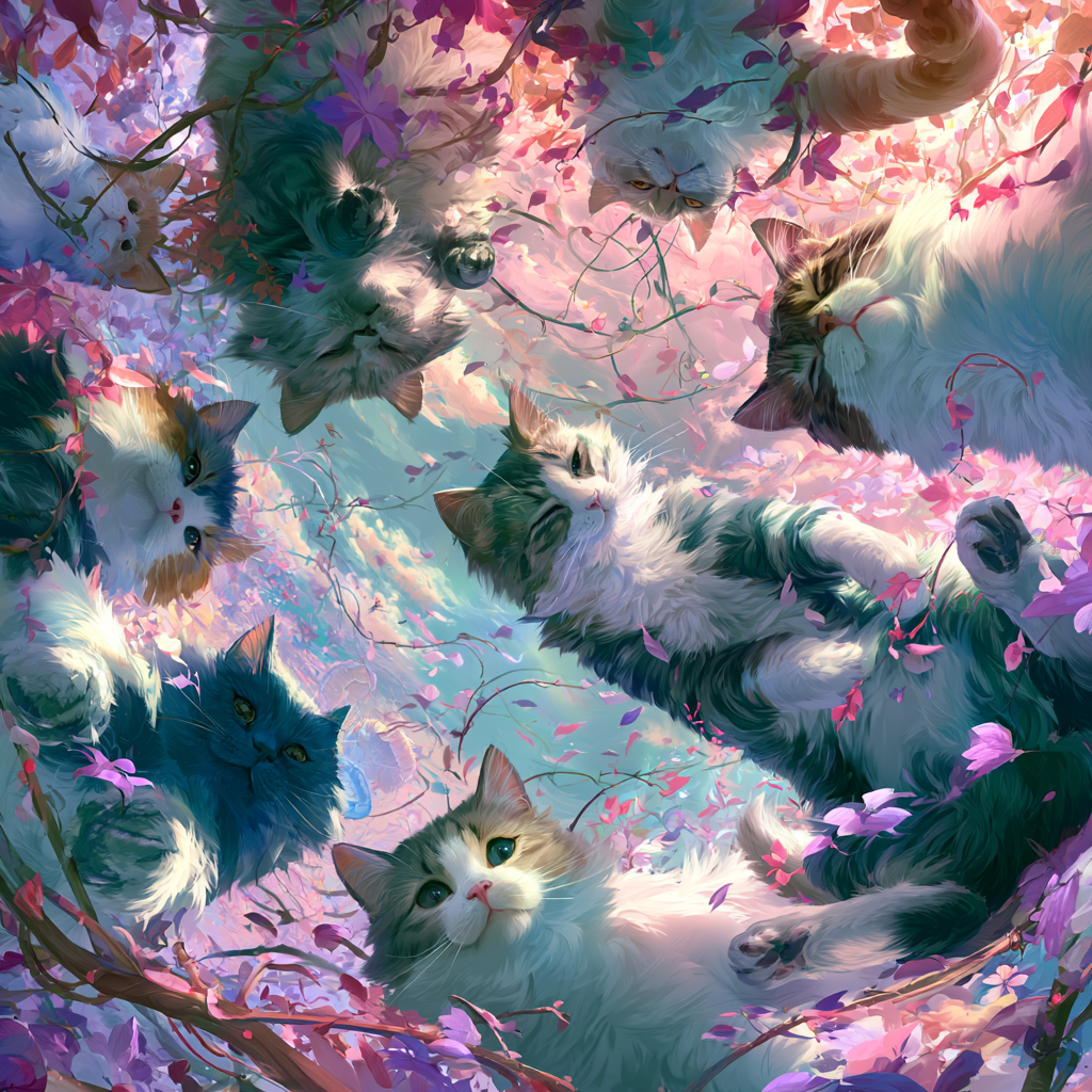 猫咪与繁花 - 图片创意预览