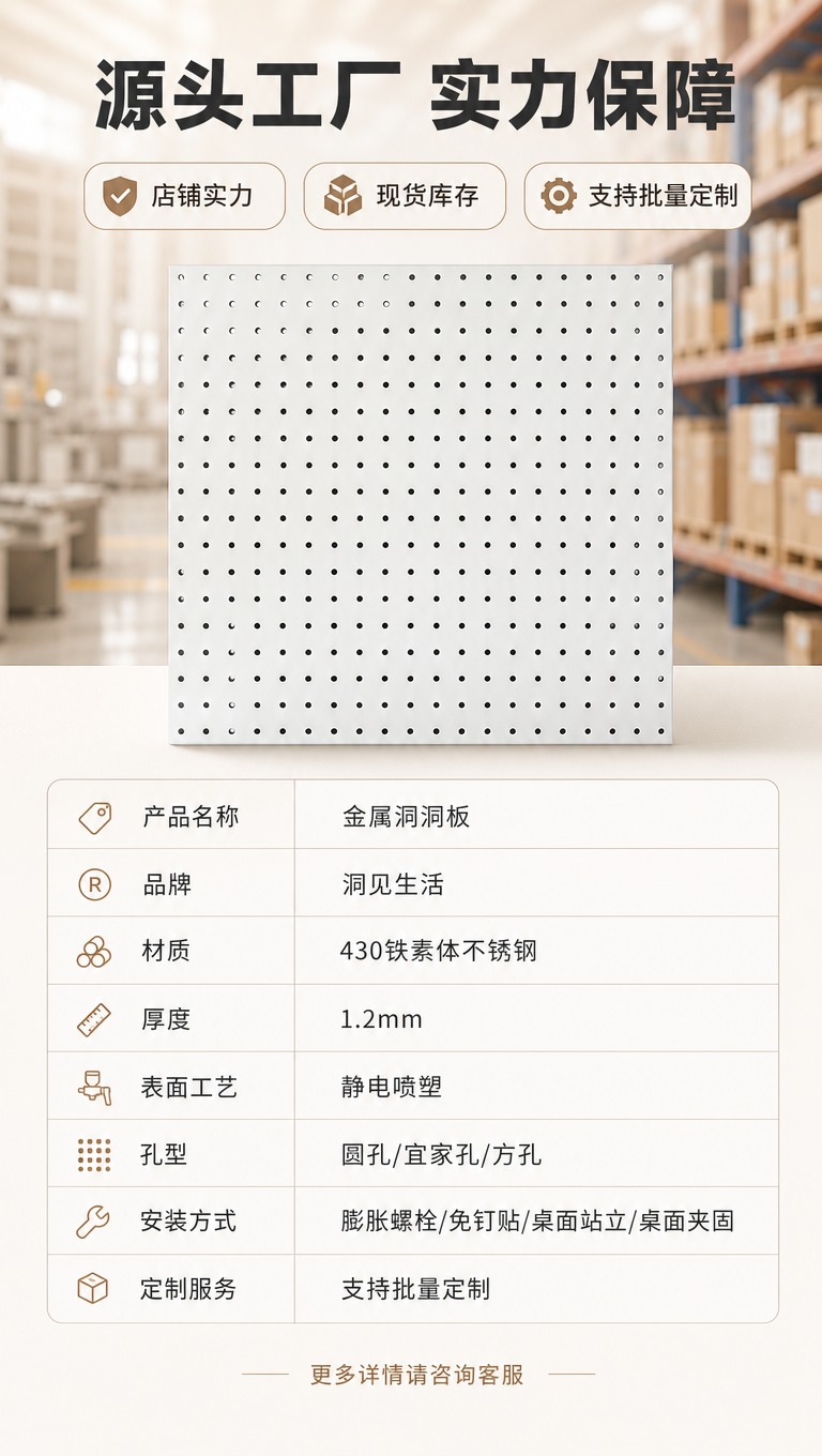 [商品] 使用【图1】白色金属洞洞板；保留方形板面、圆孔阵列、… - 图片创意预览