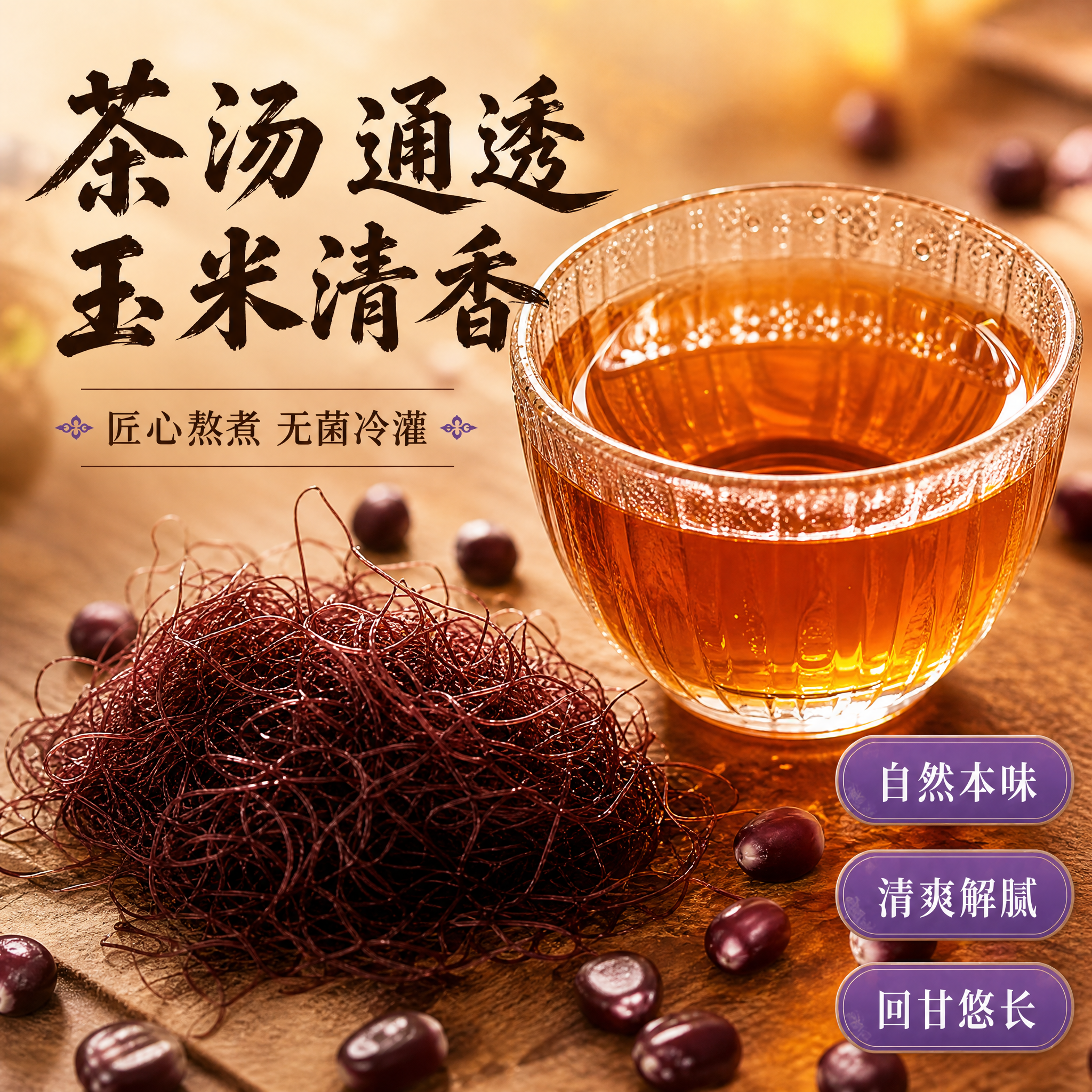 [主图-3] 细节特写-土小乐紫玉米须茶茶汤通透+玉米须微距。… - 图片创意预览