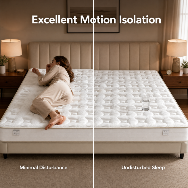 [Main Image 5] Motion isolation performance demonstration for mattress. Atmosphere style: Intuitive预览效果