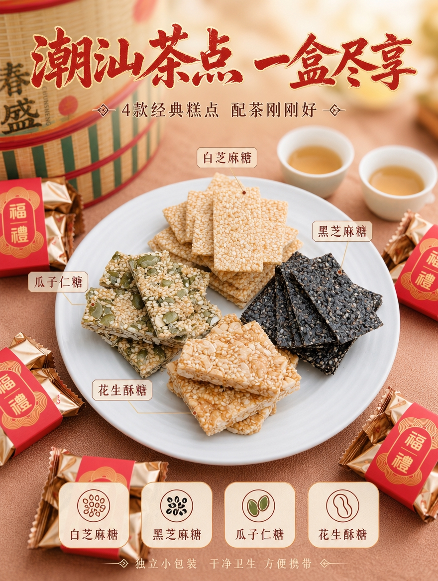 [详情-5] 糕点品类展示页，展示礼盒内多款潮汕传统糕点。 [… - 图片创意预览
