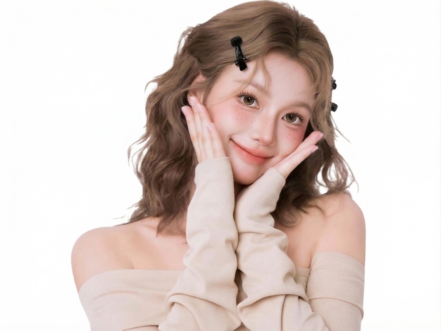 将第二张图片的眼睛替换到第一张图片模特的眼部位置，融合自然，保持人物整体风格协调预览效果