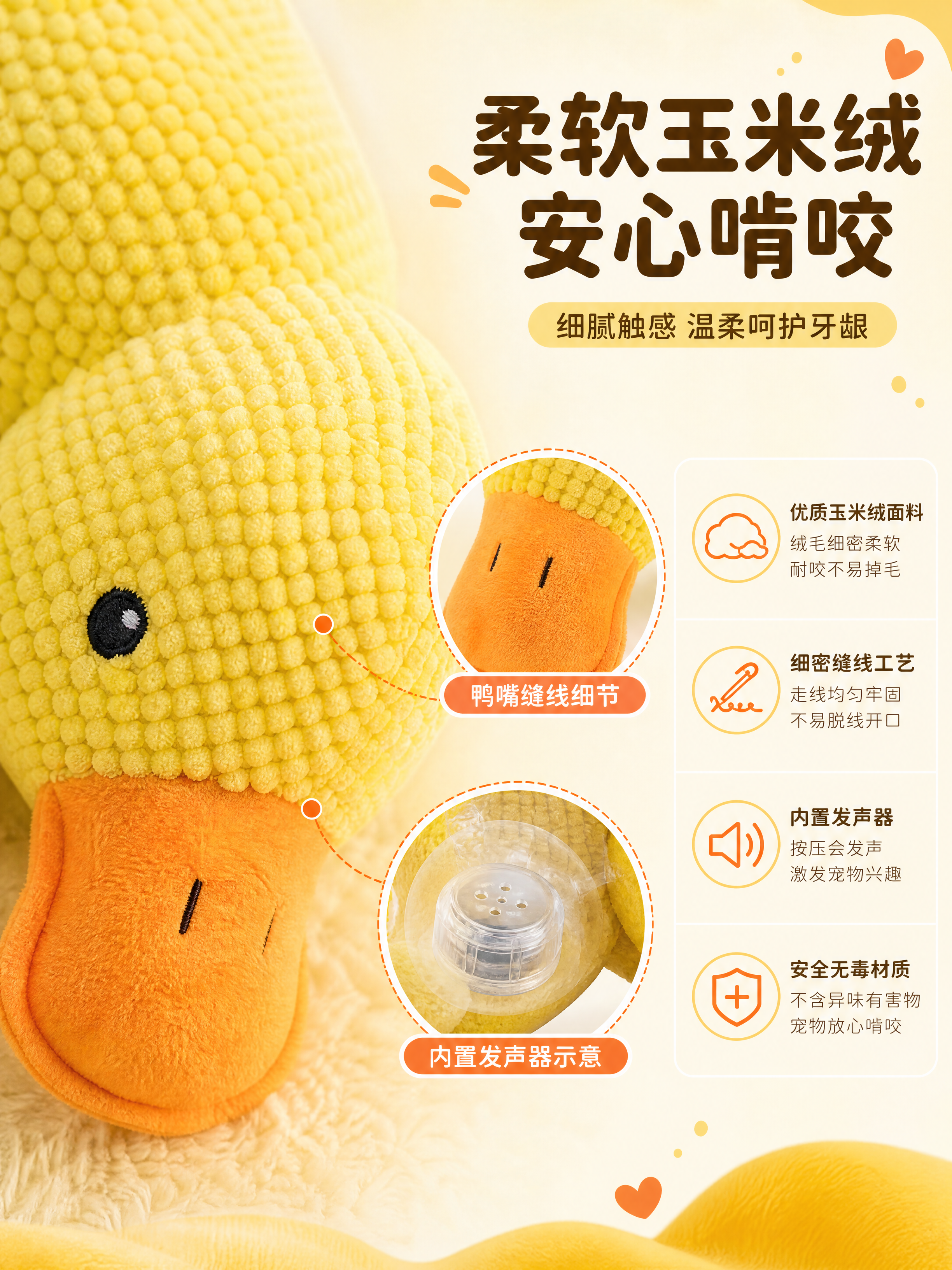 [商品] 使用【图2】黄色鸭子造型毛绒宠物玩具；保留鸭子整体造… - 图片创意预览