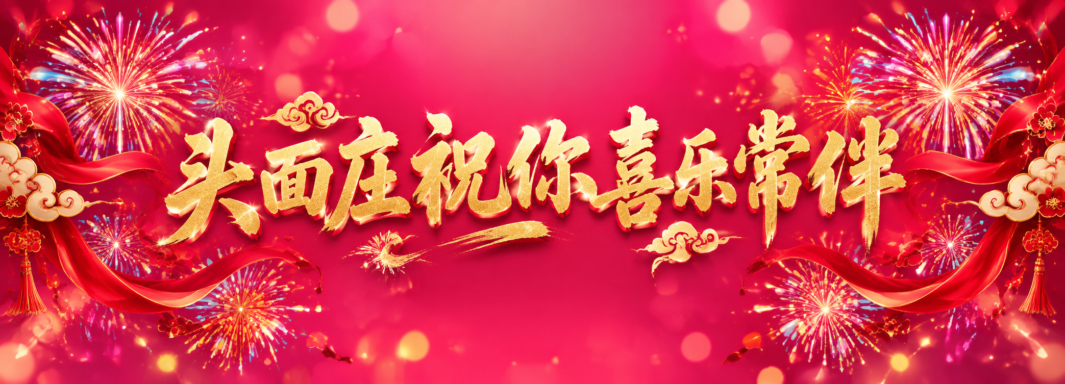 横版手拉旗设计，70x24cm比例，国潮喜庆风格。画面中央是醒… - 图片创意预览