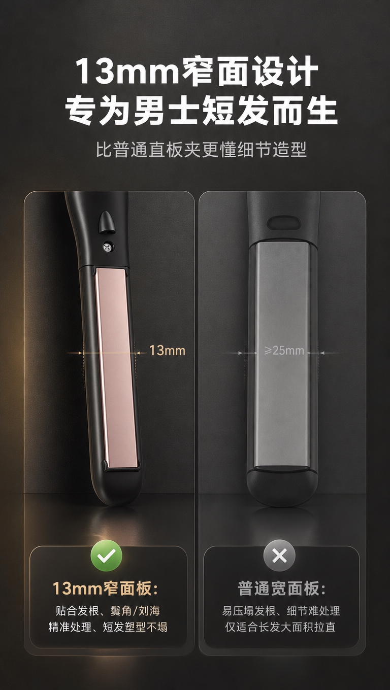 [商品] 使用【图6】【图7】烫发板窄面板特写；保留13mm宽… - 图片创意预览