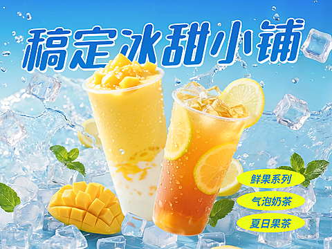美团外卖夏日冷饮店铺头像营销物料美团店铺头像