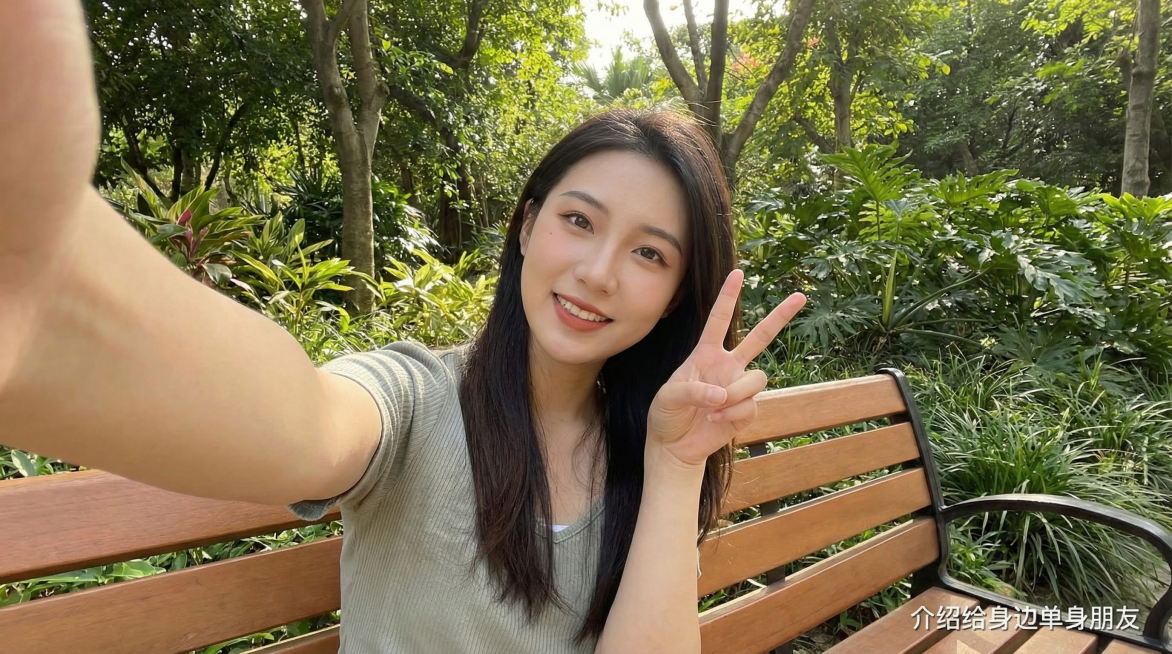 帮我生成20个美女，亚洲，网感，自拍的视角，网红感，真实感，长相不同，右下角均标注小的文字“介绍给身边单身朋友”文字，比例16:9，不同场景，不同长相预览效果
