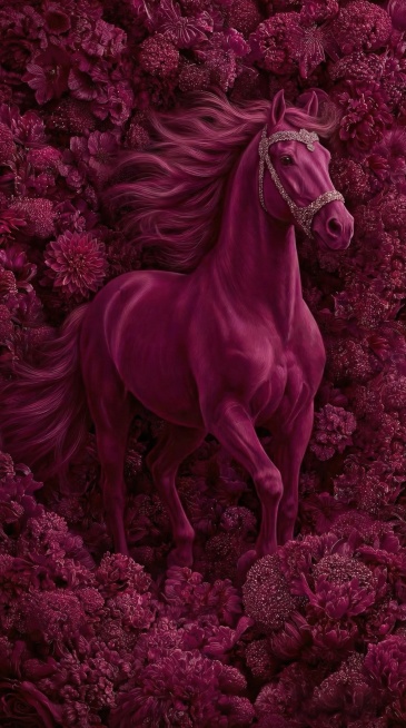 生成10张，不同的马匹的姿态，马匹要呈现出整体，被花团锦簌，预览效果