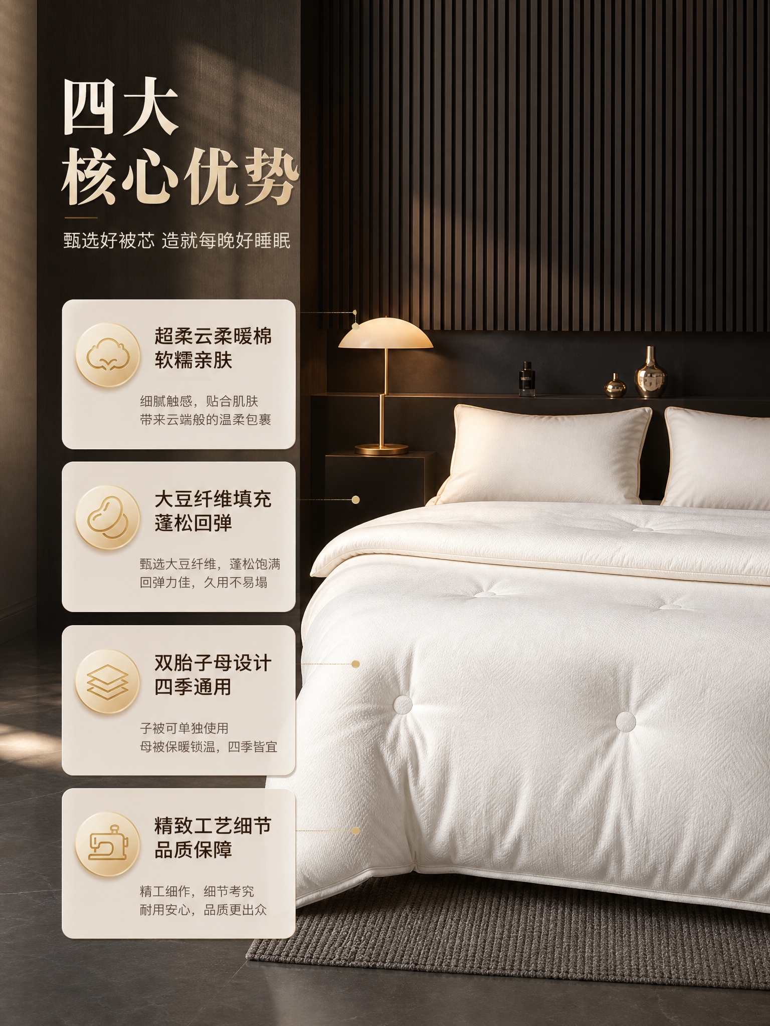 [商品] 使用【图2】奶白色暗纹提花大豆被；保留奶白色暗纹肌理… - 图片创意预览