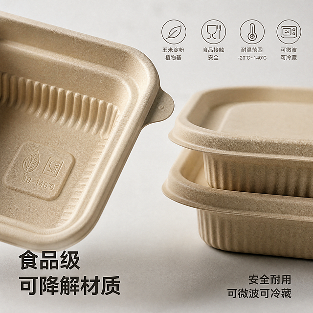 使用爆款主图复刻技能生成20张比例1:1的电商主图，适配平台为拼多多，商品为「图片1」「图片1」「图片1」「图片1」「图片1」，参考图为，商品卖点为食品级一次性餐盒 玉米淀粉可降解餐盒 防油防水密封 外卖打包规格齐全 可微波可冷藏 厂家直发 分格不串味 整箱购更划算，其他要求为