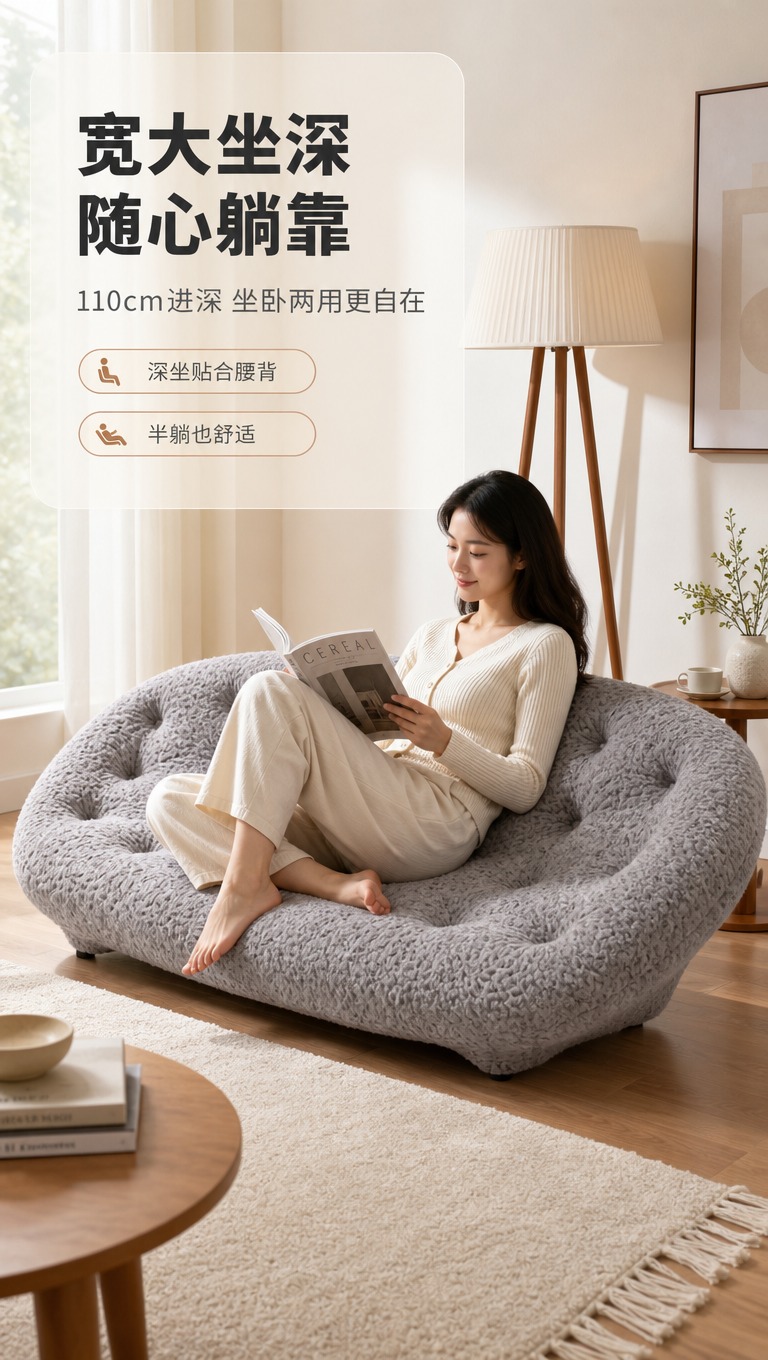 [商品] 使用【图1】灰色布艺贝壳沙发（LK-WH10AD）；… - 图片创意预览