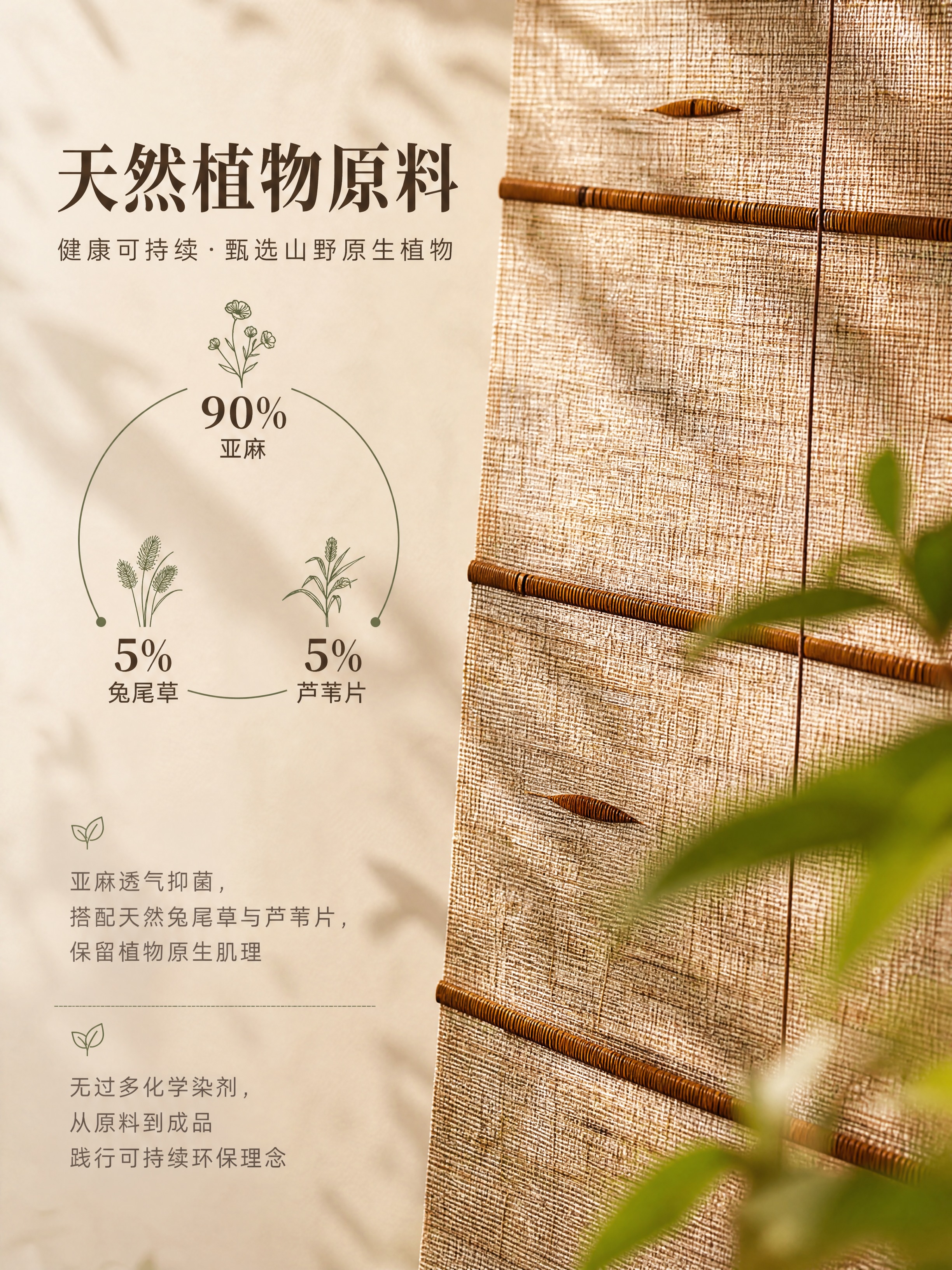 [商品] 使用【图3】亚麻卷帘局部特写；商品处理：保留横向竹节… - 图片创意预览