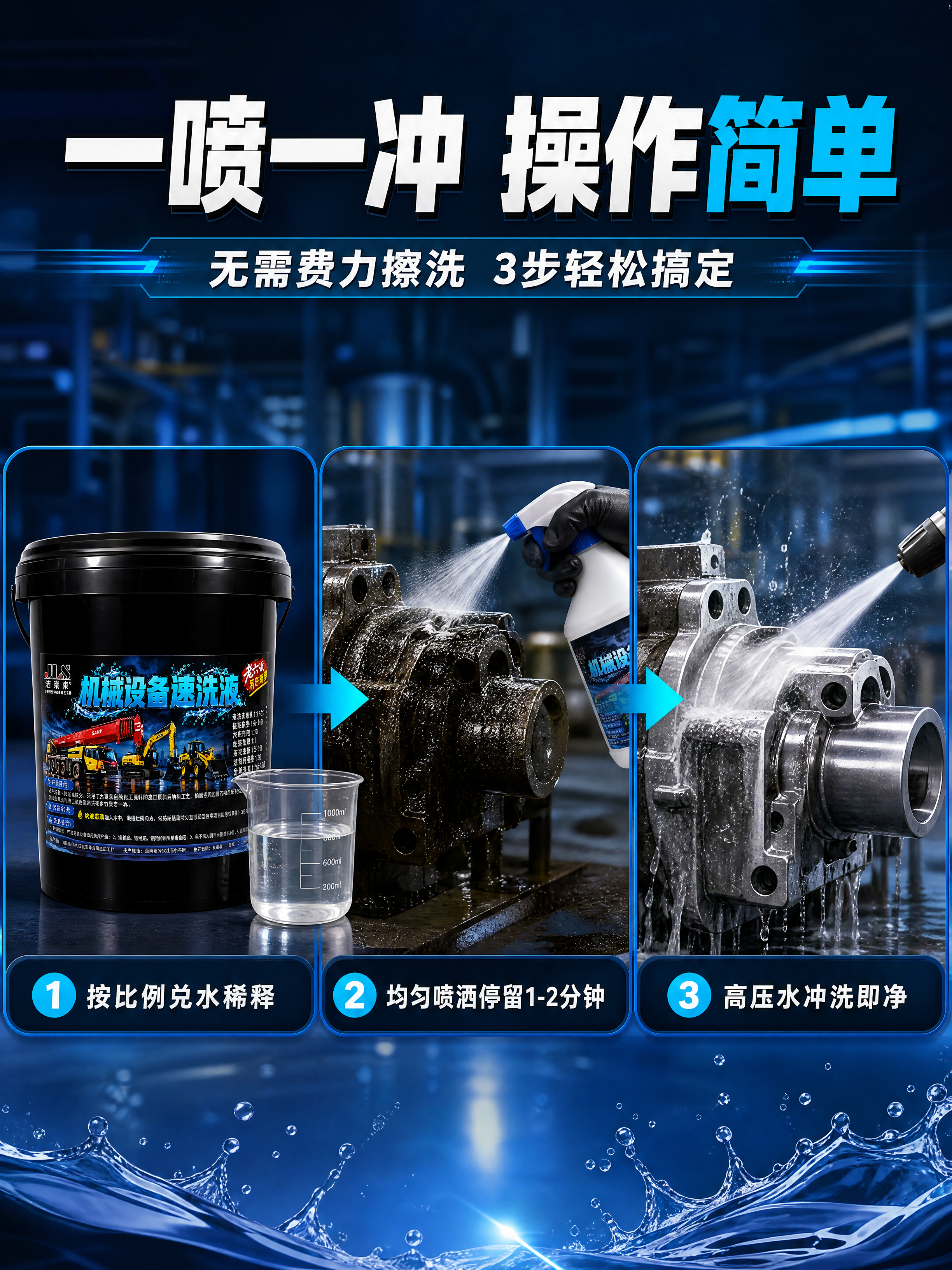 [商品] 使用【图1】洁莱素机械设备速洗液18L黑色桶装产品；… - 图片创意预览