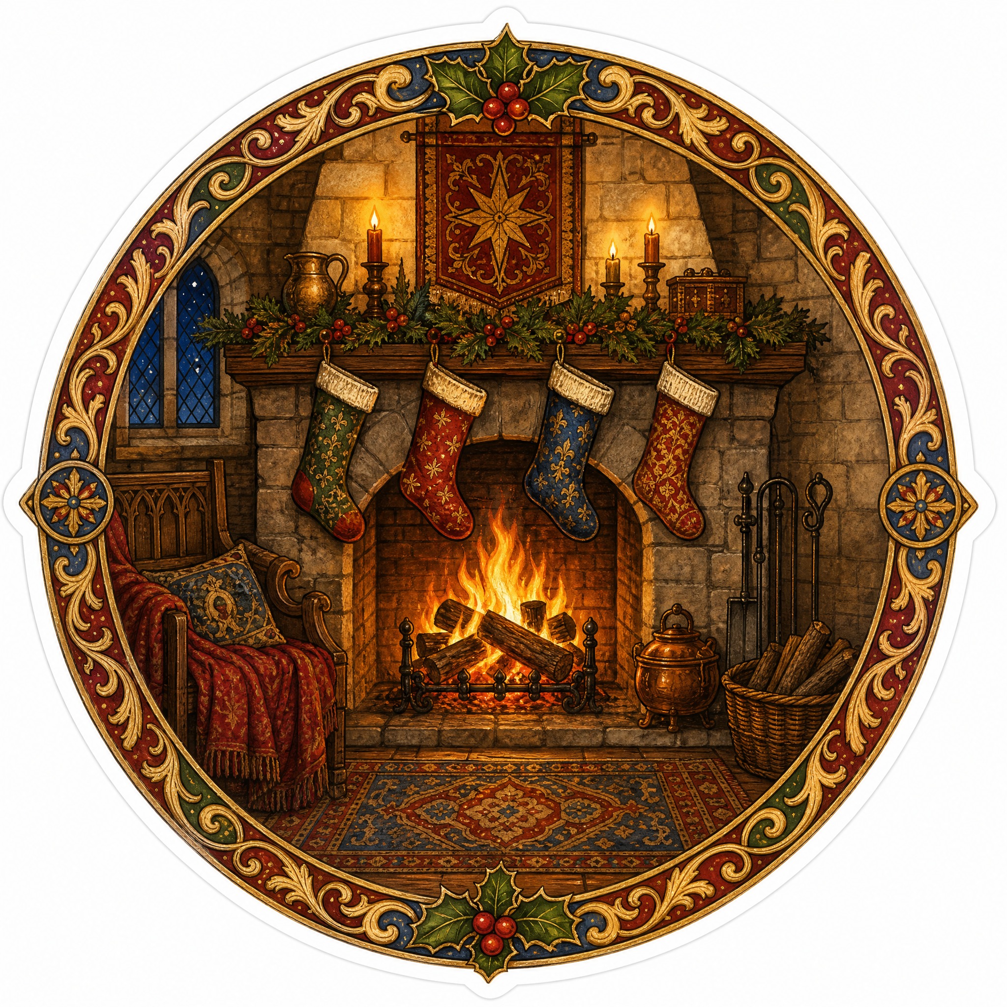 Christmas sticker, medieval ill… - 图片创意预览