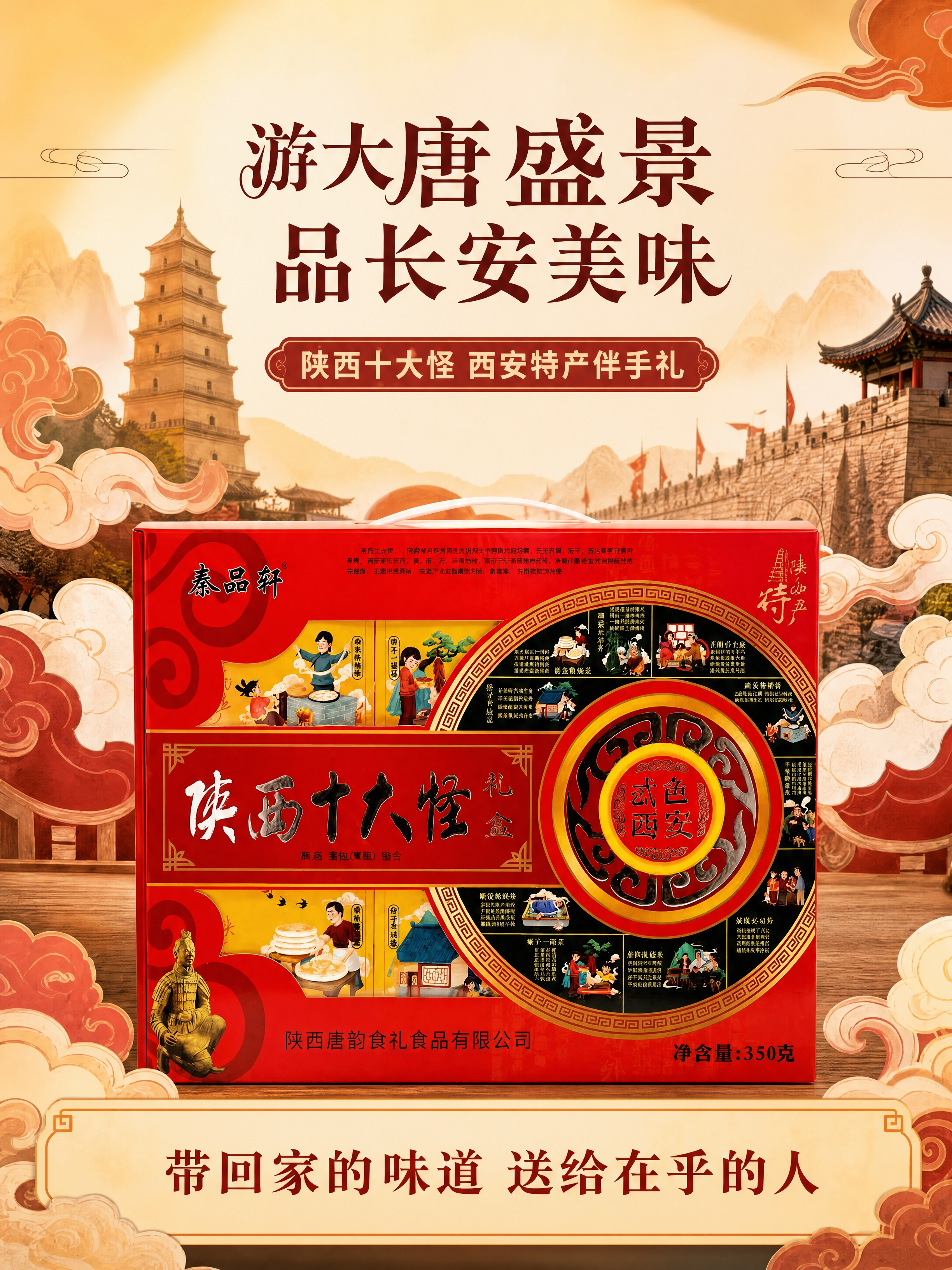 将画面中下方的三个黄色小礼盒替换为【图2】的红色陕西十大怪大礼… - 图片创意预览