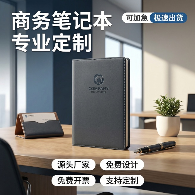 [垫图] https://cdn.dancf.com/fe-assets/20260313/9ed5cf309814be74bc807a3c094c4a1a.png；[主图主题] 商务笔记本定制首图；预览效果
