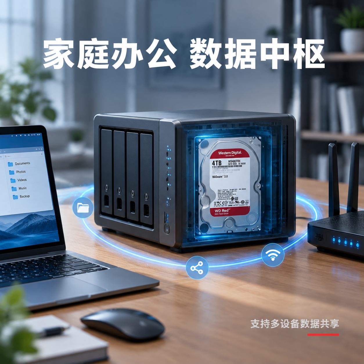 [主图-4] 真实使用场景展示，NAS硬盘在家庭/小型办公网络… - 图片创意预览