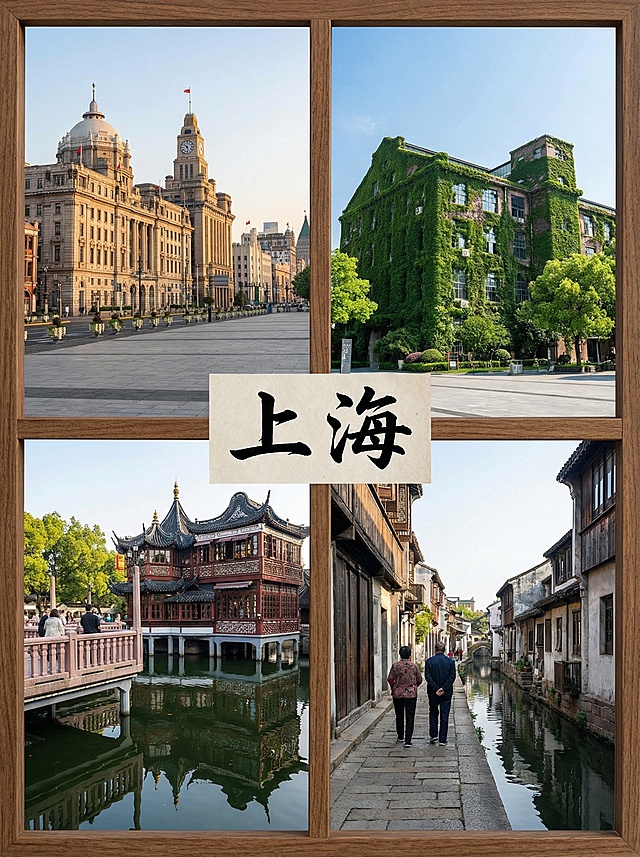 你的任务
帮我制作5份由地区特色景象结合出来的风景宣传照片，并在图片中心用文字标上主要地点（只要一个），宣传照片由当地景色的2张或者4张或者6张或者9张照片结合而成
#备注
要求图片写实，使用香蕉2.0，图片比例3:4，且不要出现任何人的正面照。
#备注
在标记地点时，只需要有地点就行，比如：
江苏·同里——江南古镇慢节奏
就只需要在拼图中间有：江苏·同里就行

#具体地点
需要阅读以下文章来提取
【开封】宋韵流淌的慢生活古都


扬州】烟花三月下的温婉水乡

北京

上海