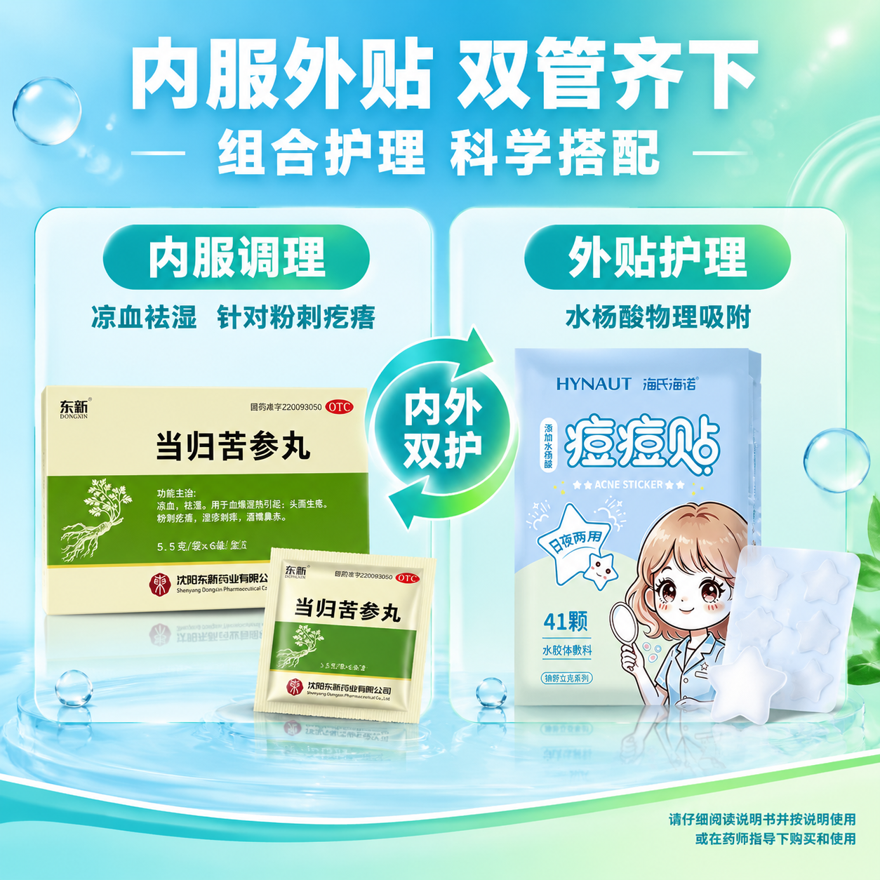 [主图-2] 拼多多风格祛痘产品组合装主图，功能说明款。主题为… - 图片创意预览