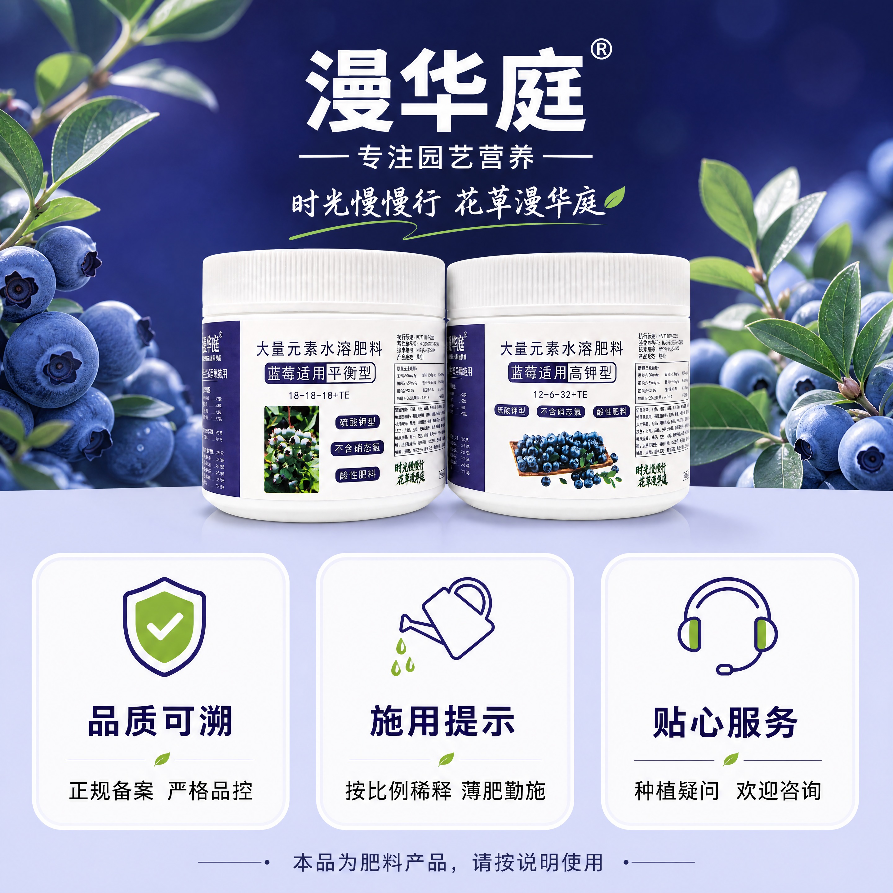 [商品] 使用【图3】漫华庭蓝莓专用水溶肥料双瓶全家福；保留白… - 图片创意预览