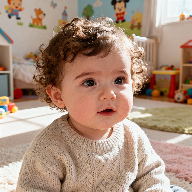 生成1张可爱欧美小孩的照片，同时把这张照片生成3张瑕疵照片。