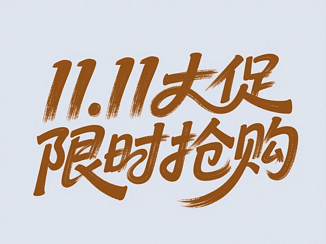 水墨风手写大字，浓墨重彩展现11.11促销氛围，笔触豪放充满动感，突出双十一限时抢购的紧迫感。
