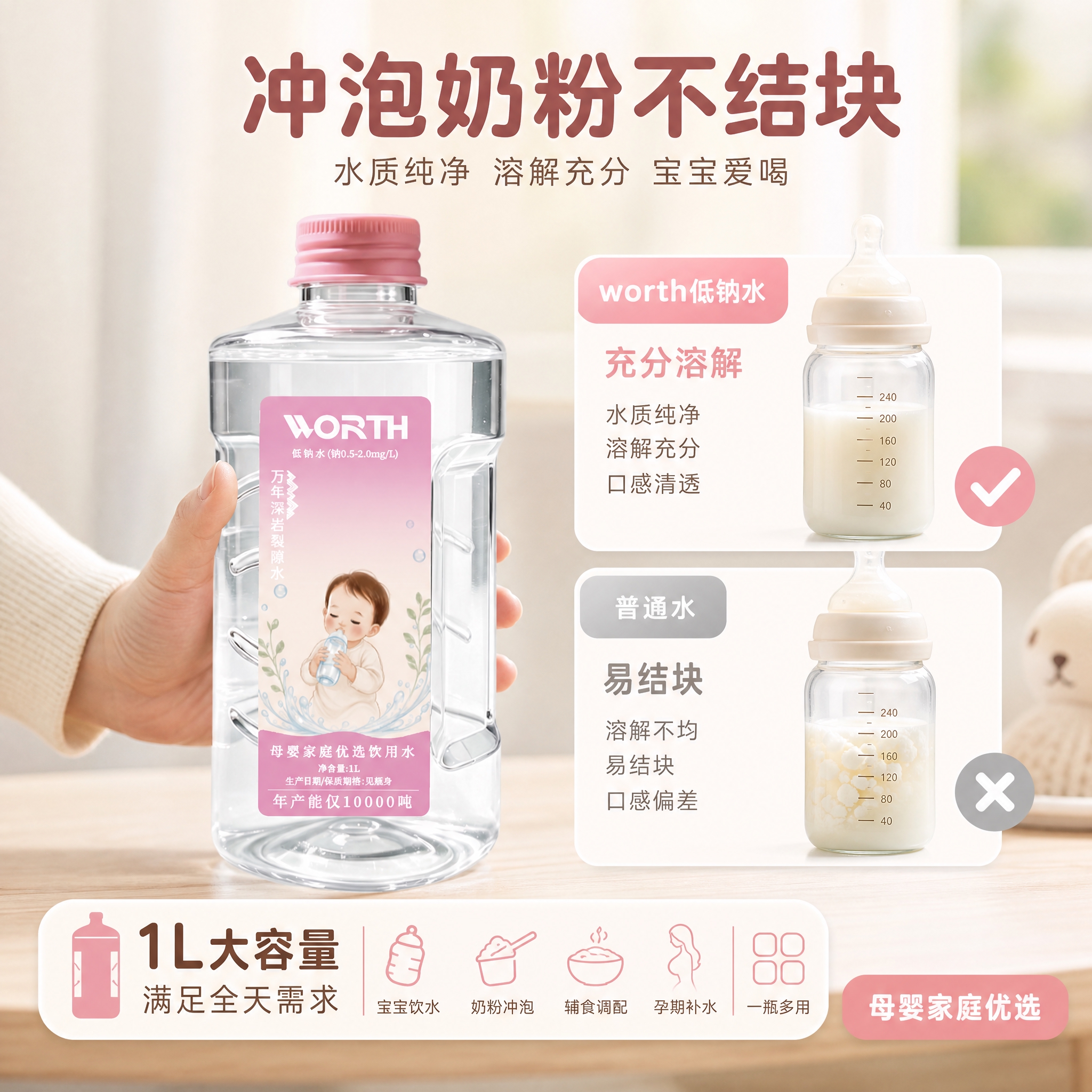 [主图-5] 规格与冲泡优势转化图 突出1L大容量和冲泡奶粉不… - 图片创意预览