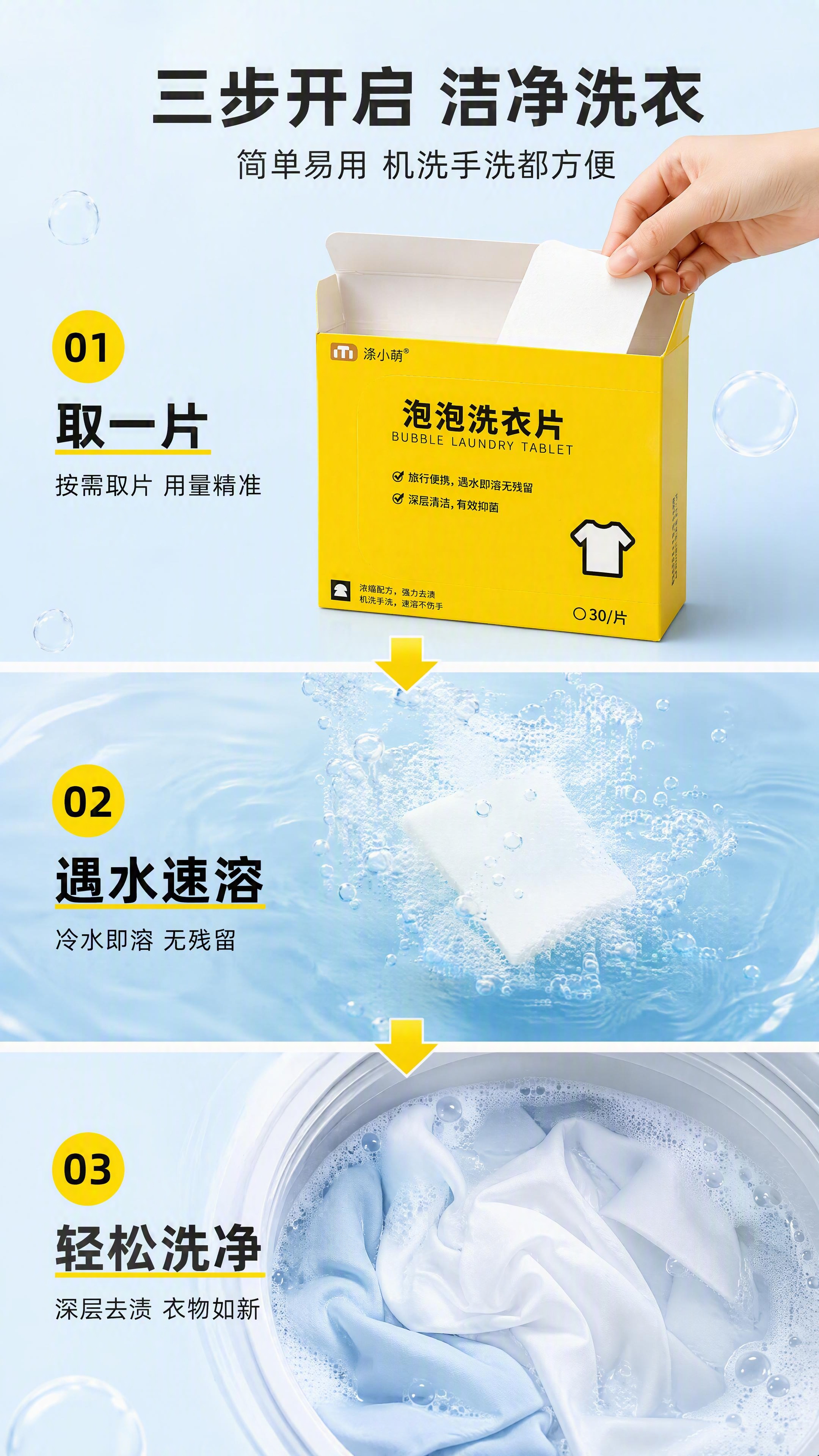 [第3张] 使用演示页-三步速溶清洁流程。本张使用【图1】作为… - 图片创意预览