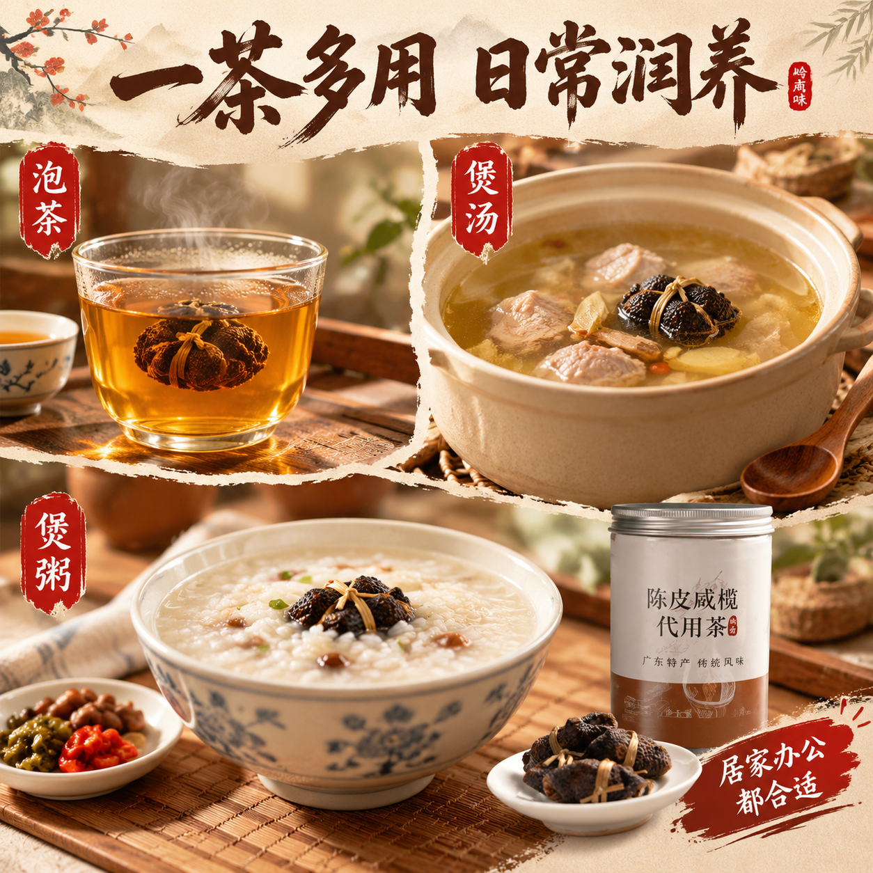 [主图-3] 多场景食用 泡茶煲汤煲粥 场景代入图 [统一基调… - 图片创意预览