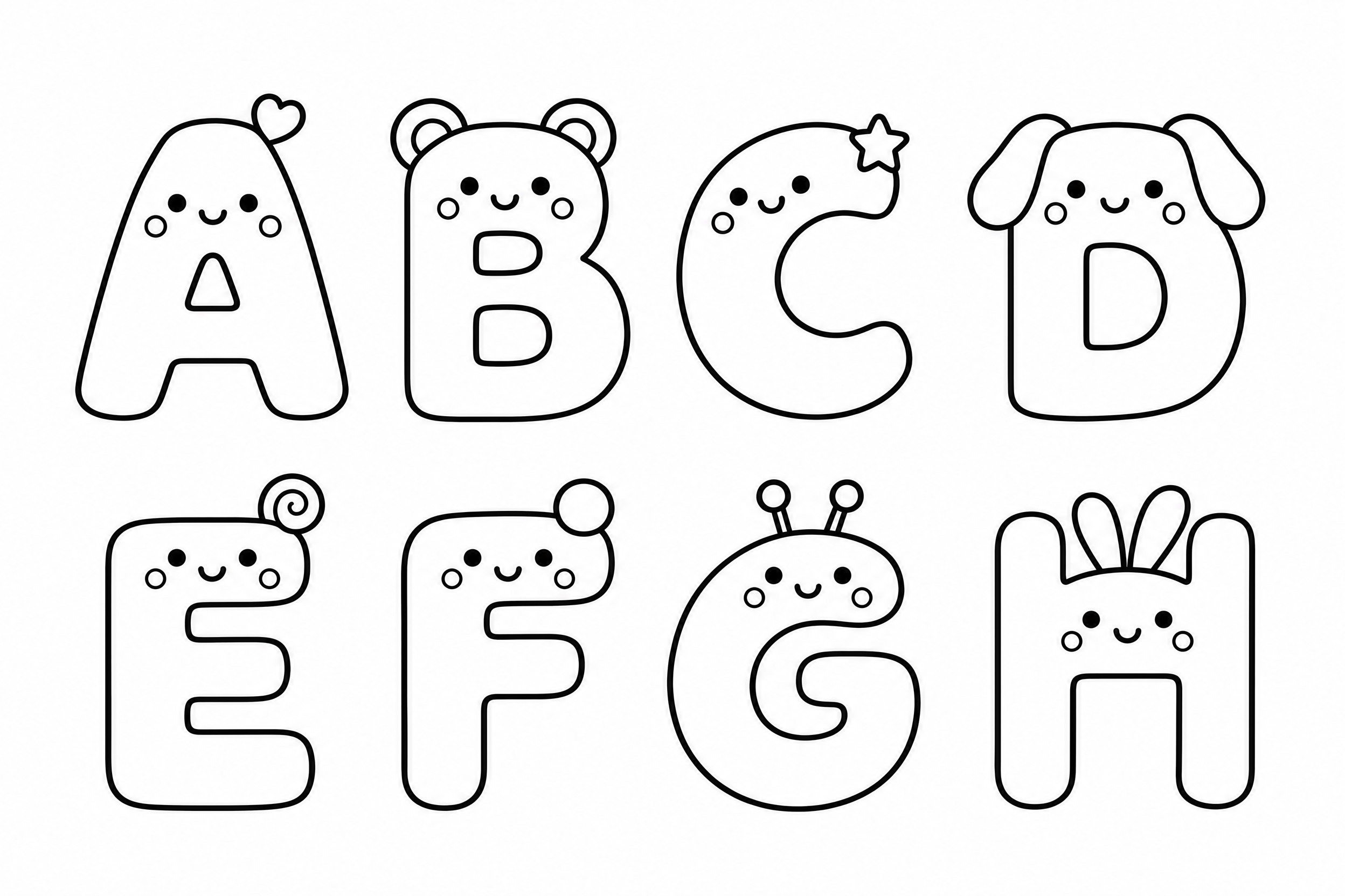 参考图中的A到H字母造型和两行布局（第一行ABCD，第二行EF… - 图片创意预览