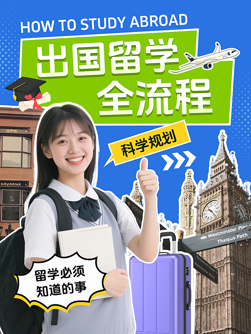 出国留学准备流程视频号人像小红书封面