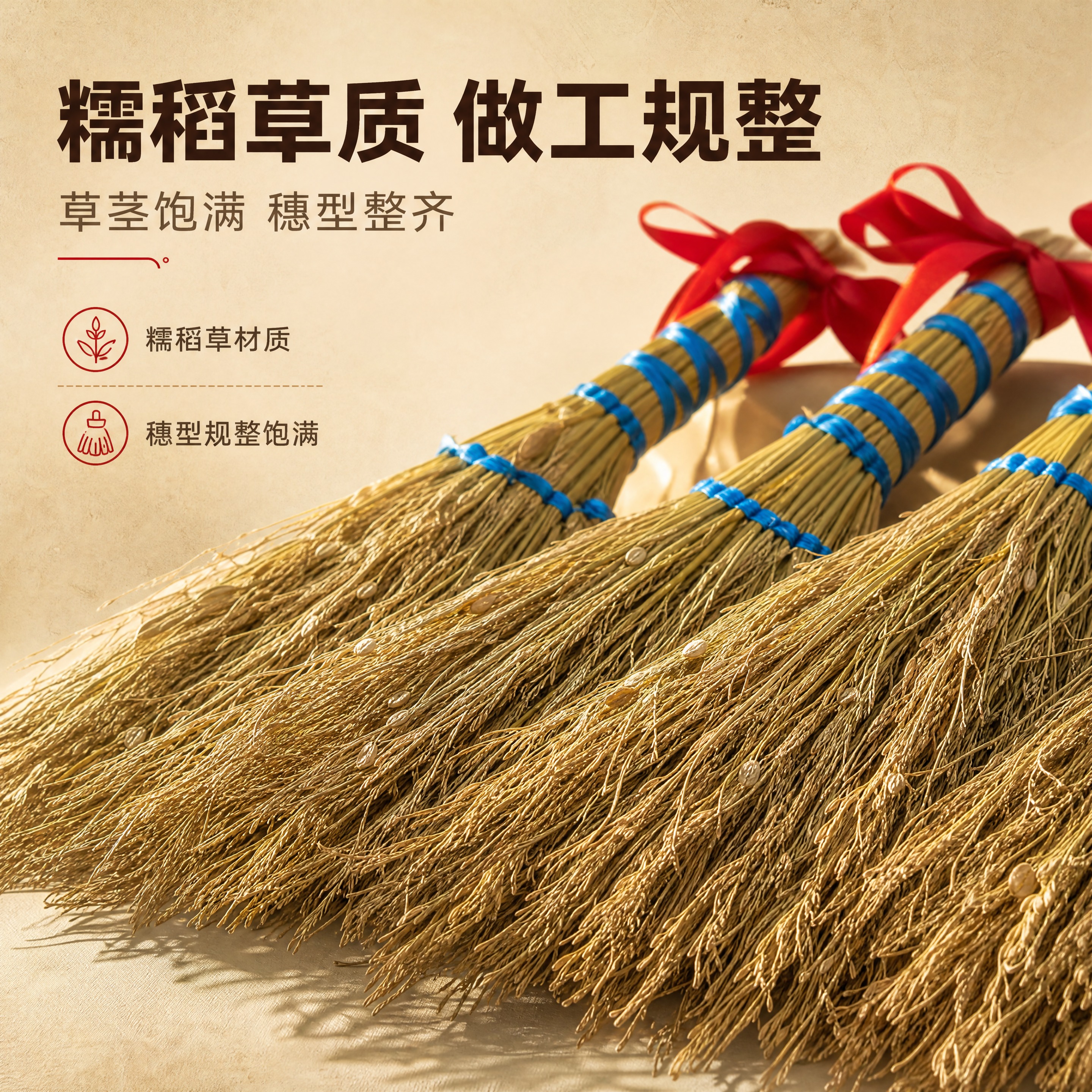 [商品] 使用【图3】糯稻草蓝绳捆扫把配红绳（扫把头细节）；保… - 图片创意预览