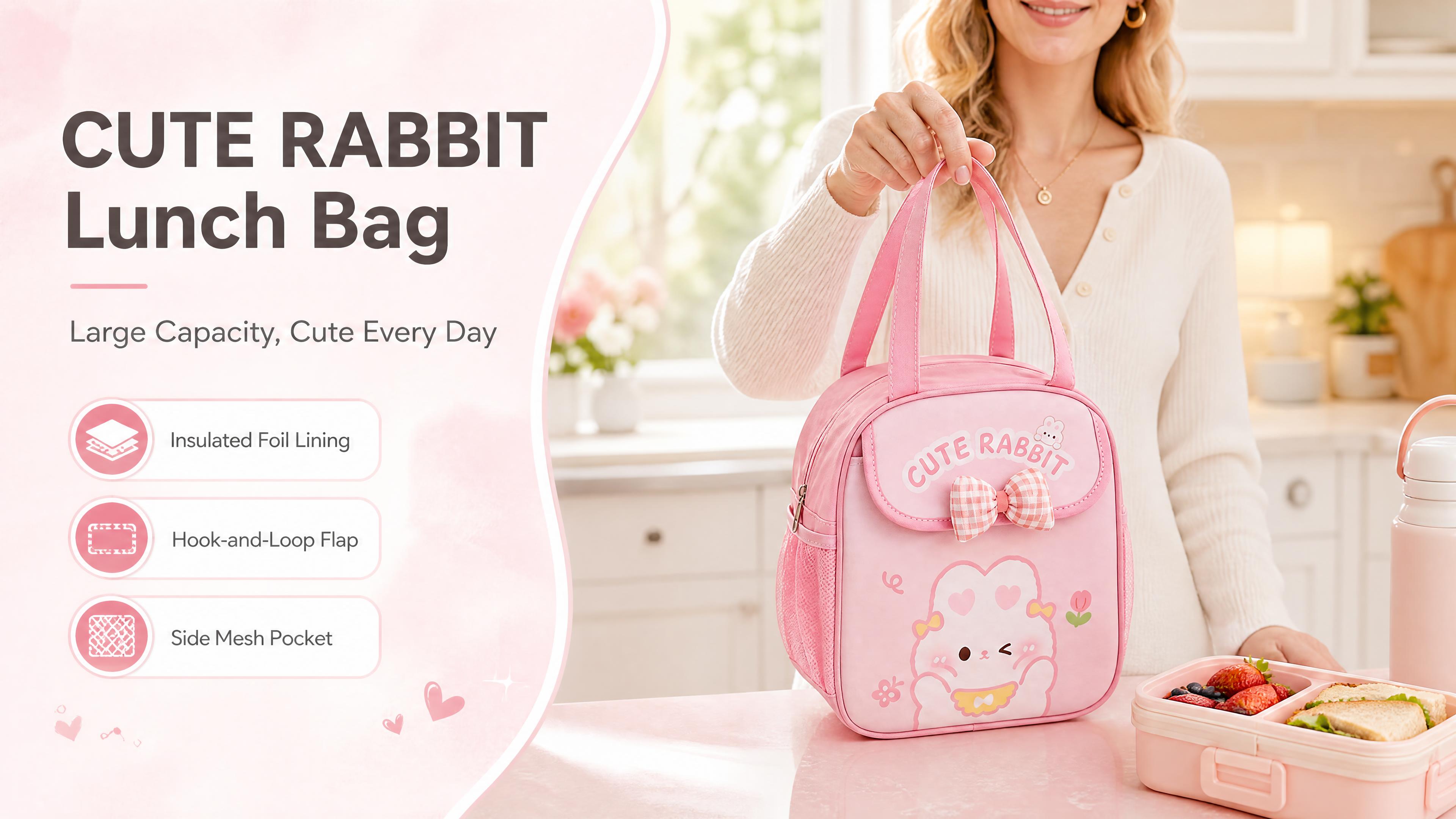 [商品] 使用【图1】的粉色 CUTE RABBIT 大容量保… - 图片创意预览