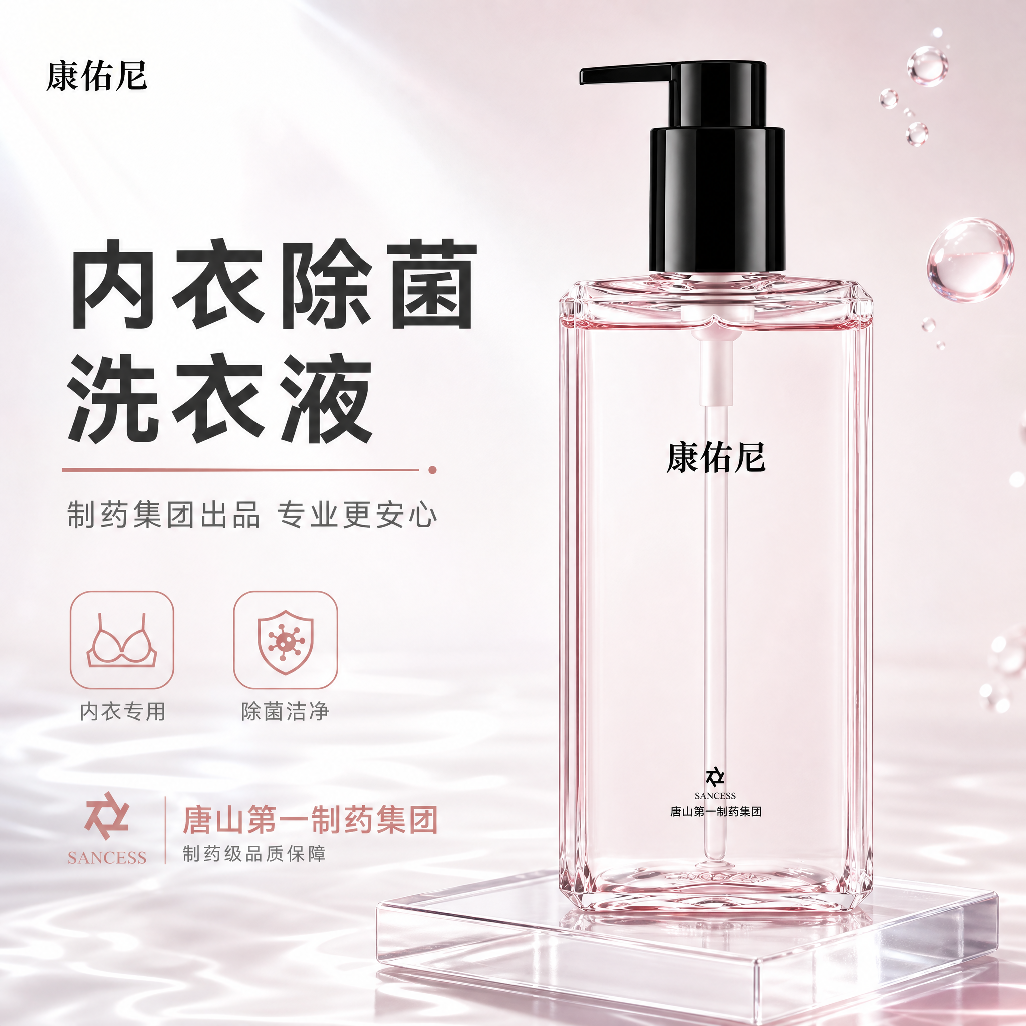 [主图-1] 首图品牌调性，突出康佑尼内衣除菌洗衣液的制药级专… - 图片创意预览