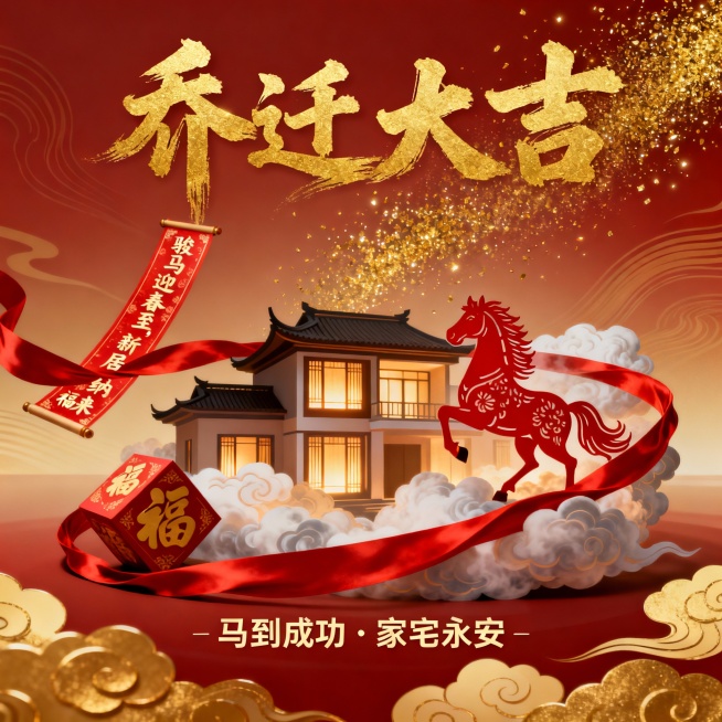 15 秒 TCL 电视突破屏乔迁大吉（马年）动态循环视频「成品制作」 已按照你的要求完成专属定制视频制作，完全适配 TCL 电视播放，满足 4K 超清、无缝循环、突破屏视觉，所有喜庆元素和动态节奏均按预览效果