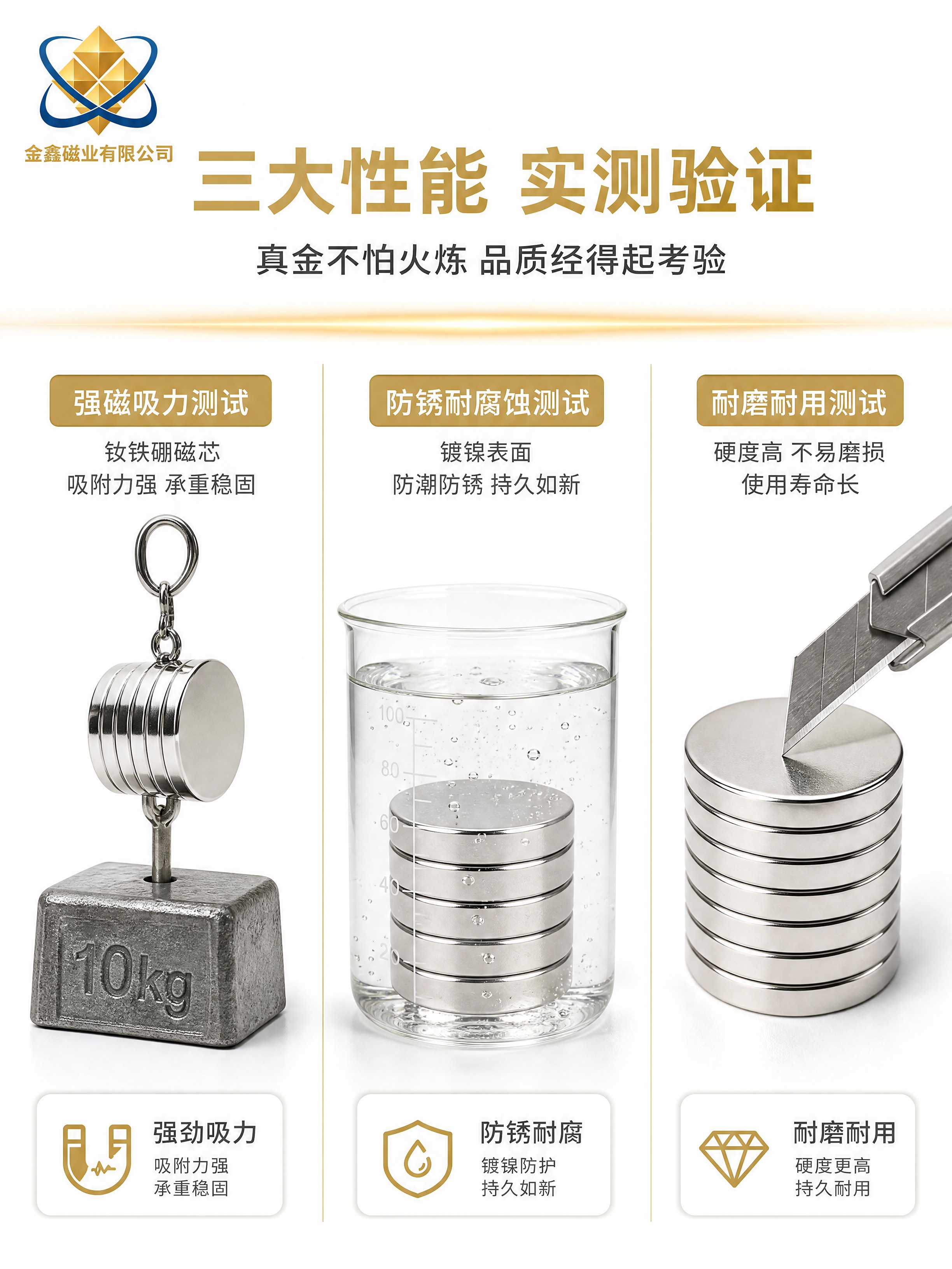 [商品] 圆形钕铁硼强磁片（镀镍亮银色），多片堆叠/吸附展示；… - 图片创意预览