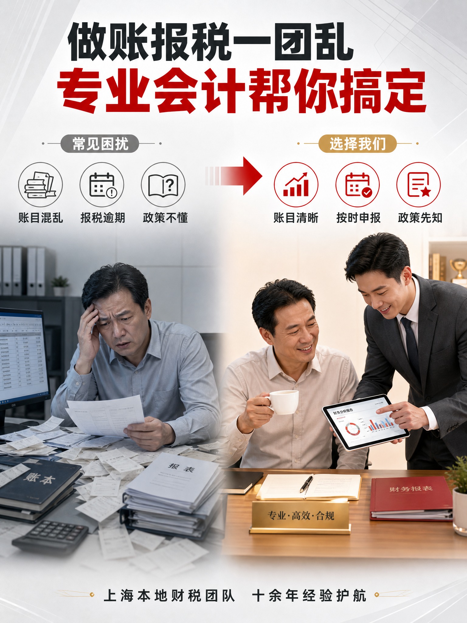 [主图-2] 痛点与目标场景，核心任务是还原企业老板在财税方面… - 图片创意预览