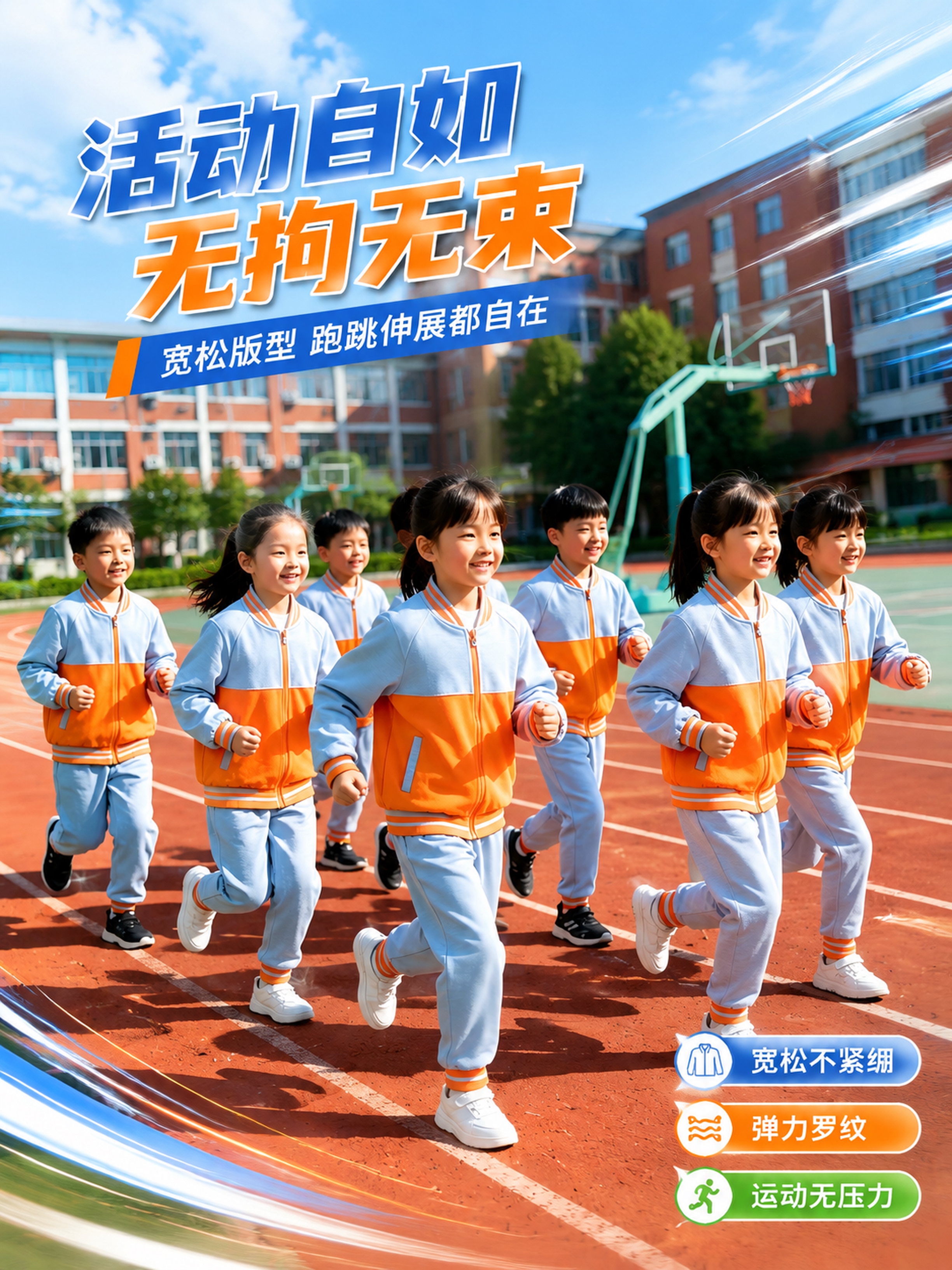[第4张] 活动弹力演示页-小学生校服运动无束缚展示。本张使用… - 图片创意预览