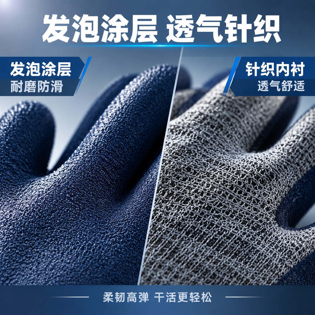 [主图-3] 星宇红宇掌中星L895发泡高弹手套材质细节图，双… - 图片创意预览