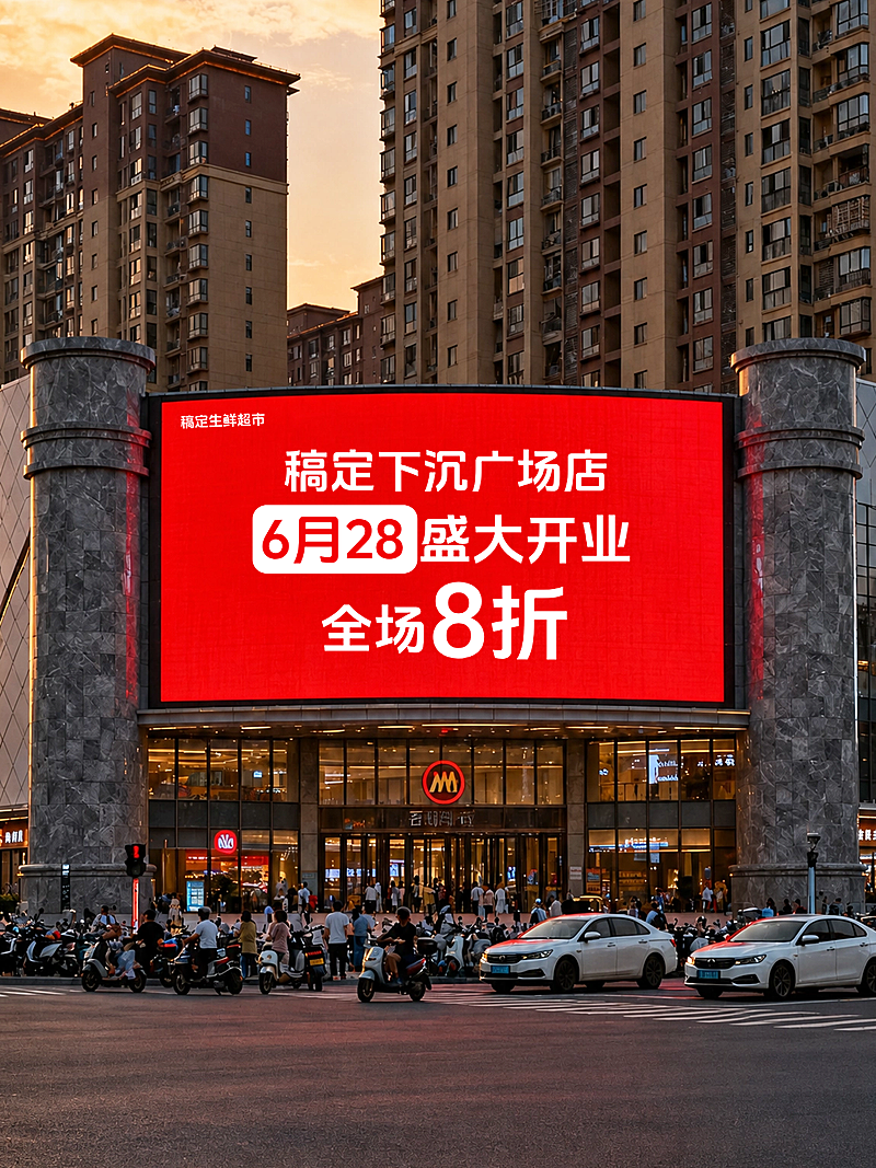 商超新店开业促销活动宣传大屏实景风小红书封面