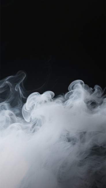 一张以纯黑色为背景的烟雾效果背景图，画面下方有大量浓密的白色烟雾，烟雾呈现出自然的流动感和蓬松的质感，烟雾的边缘柔和且带有渐变过渡，整体营造出一种神秘而空灵的氛围，烟雾的分布从底部向上逐渐变淡，形成了明显的层次感，没有任何文字、LOGO、二维码等元素干扰。预览效果