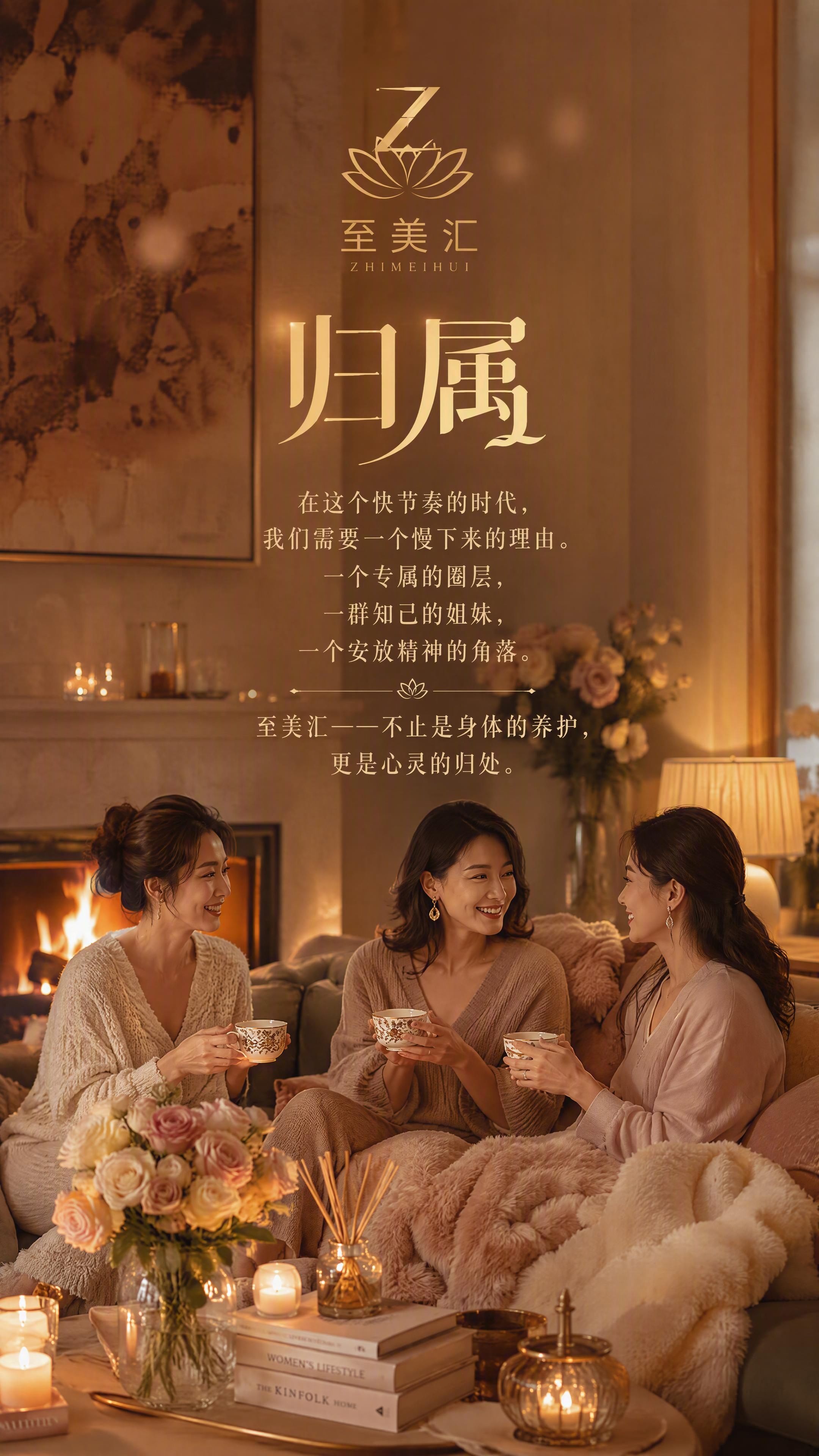 高端女性朋友圈早安图，竖版9:16。画面顶部居中是金色至美汇l… - 图片创意预览