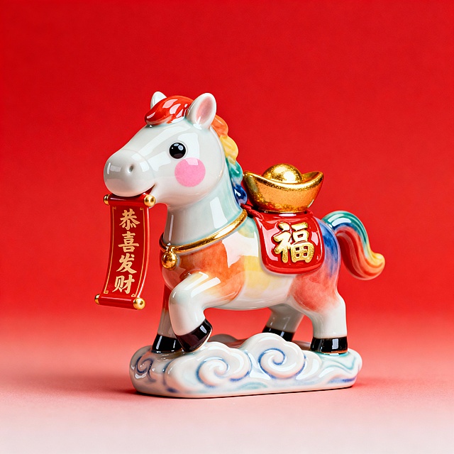陶瓷小马过春节素材
