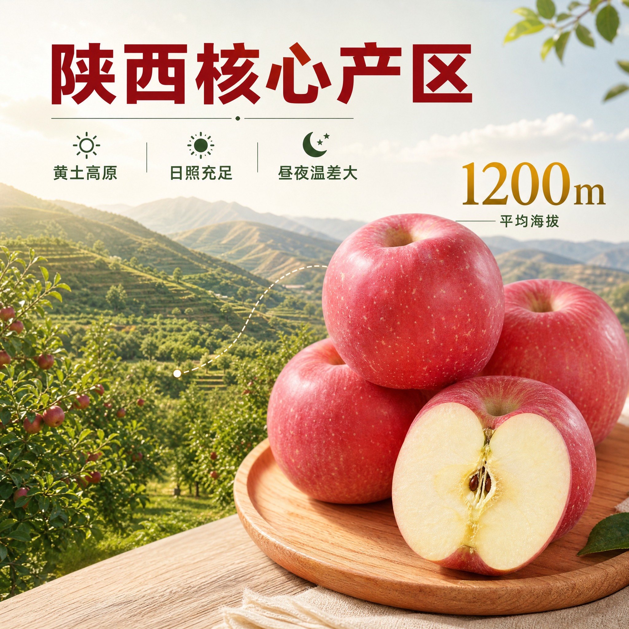 [主图-2] 陕西红富士苹果产地溯源图，建立信任，突出核心产区… - 图片创意预览