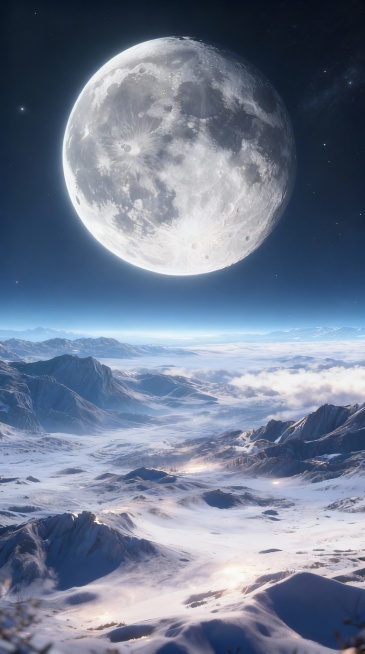 分析参考图，生成50张圆月的壁纸背景图。注意：每一张都是单独完整的图片，不要多张图拼接；每一张图中只能有一个月亮，不能有多个月亮同时存在。预览效果