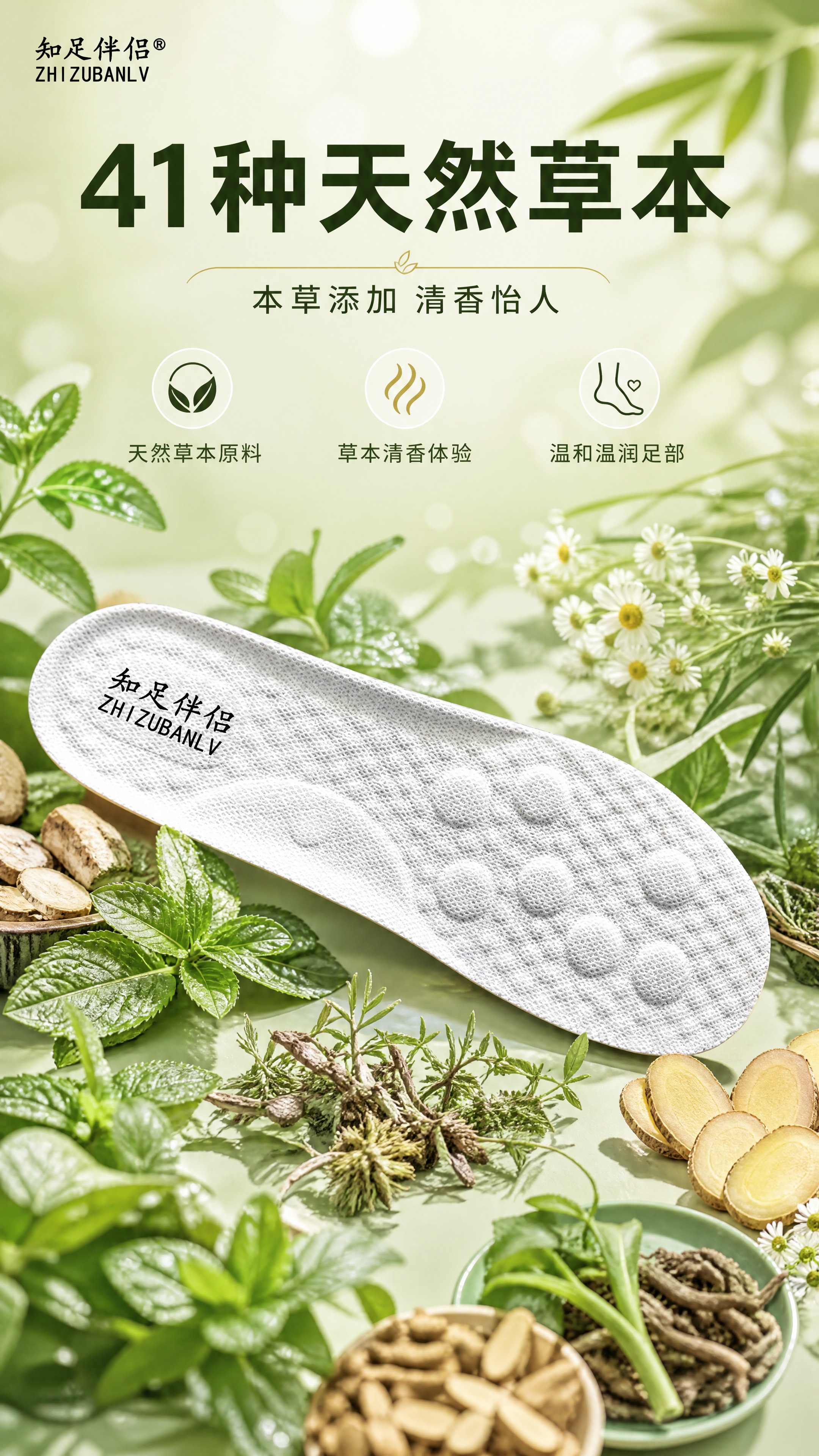[商品] 使用【图1】知足伴侣本草多维鞋垫；保留鞋垫整体轮廓、… - 图片创意预览
