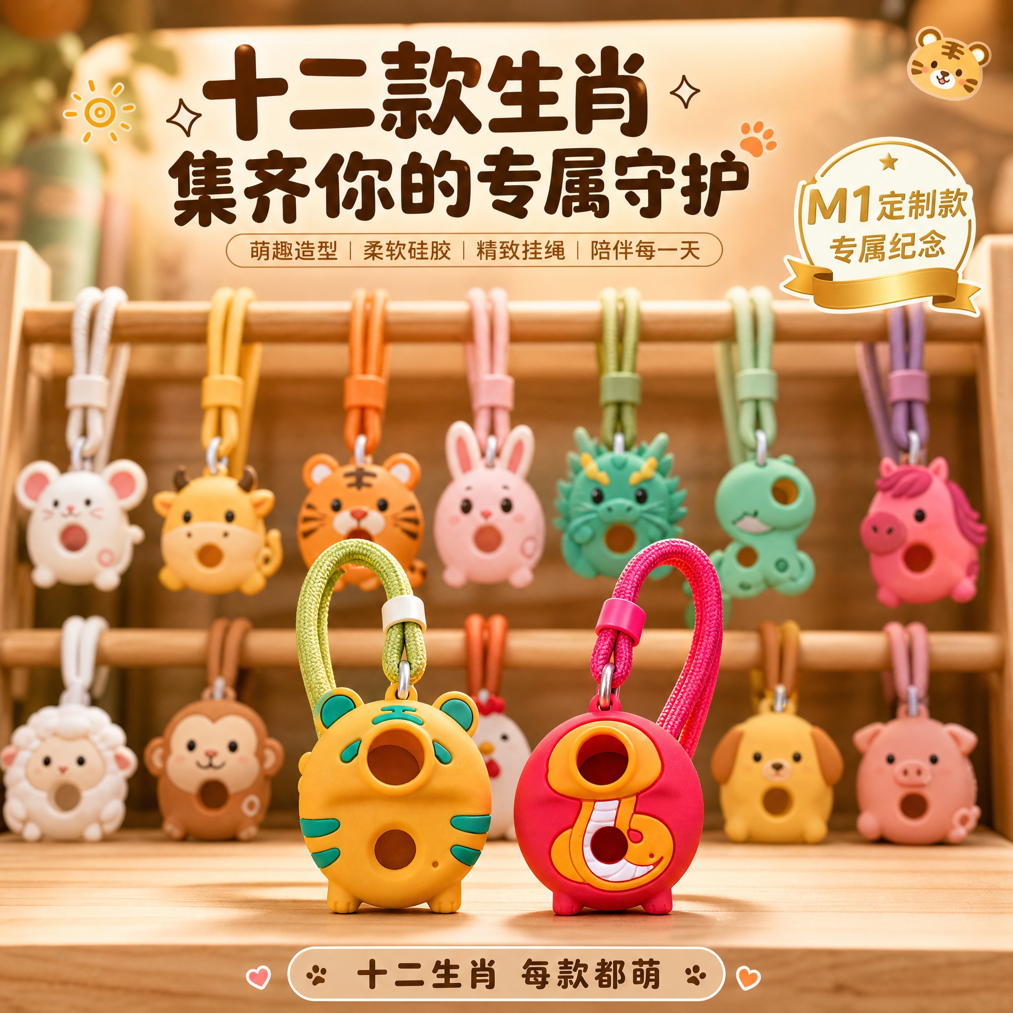 [主图-4] 首饰店挂饰场景与M1定制款展示，主题为十二款生肖… - 图片创意预览