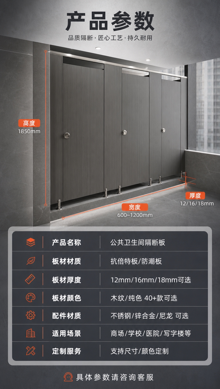 [商品] 使用【图2】灰色竖纹卫生间隔断作为产品示意；保留产品… - 图片创意预览