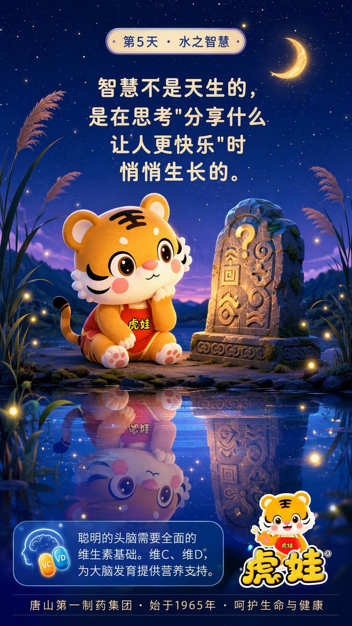 朋友圈每日一签海报，9:16竖版。以参考图中的虎娃IP形象（橙… - 图片创意预览