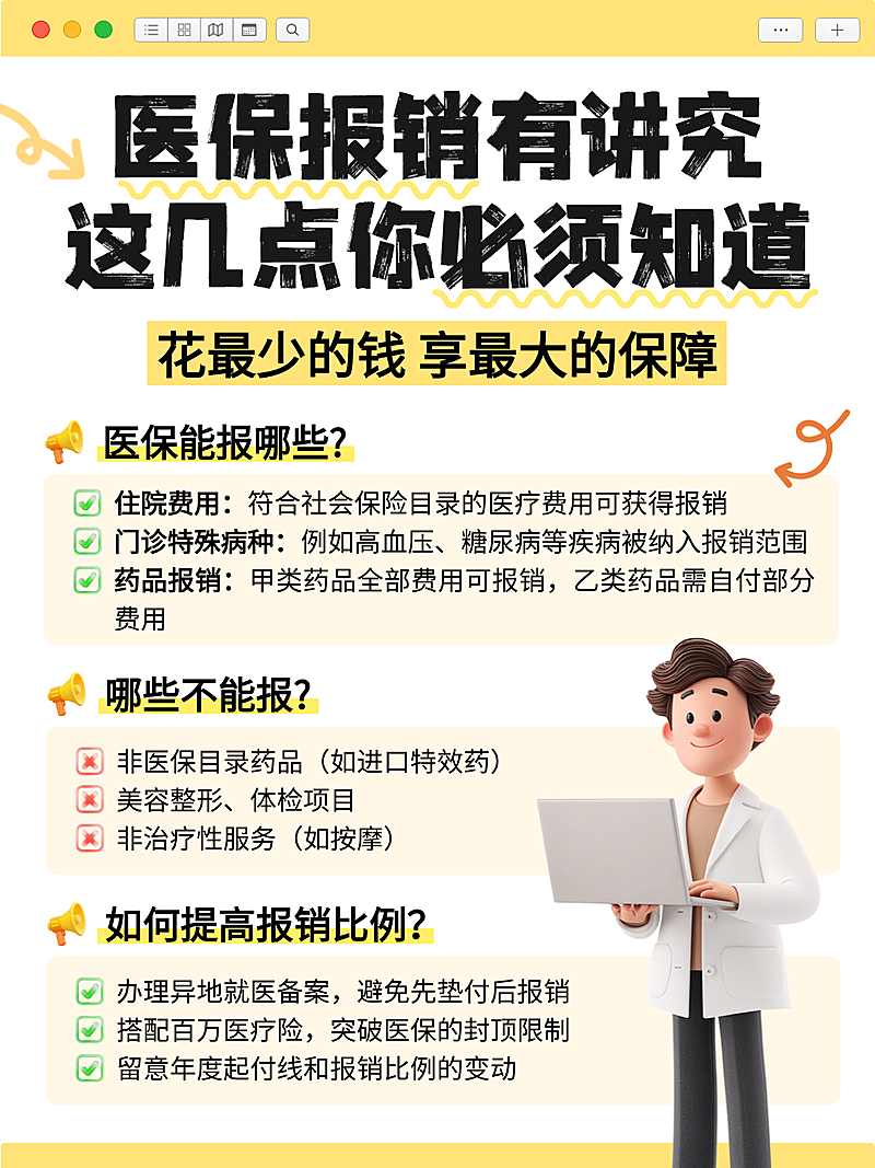3d卡通医保报销知识分享小红书配图